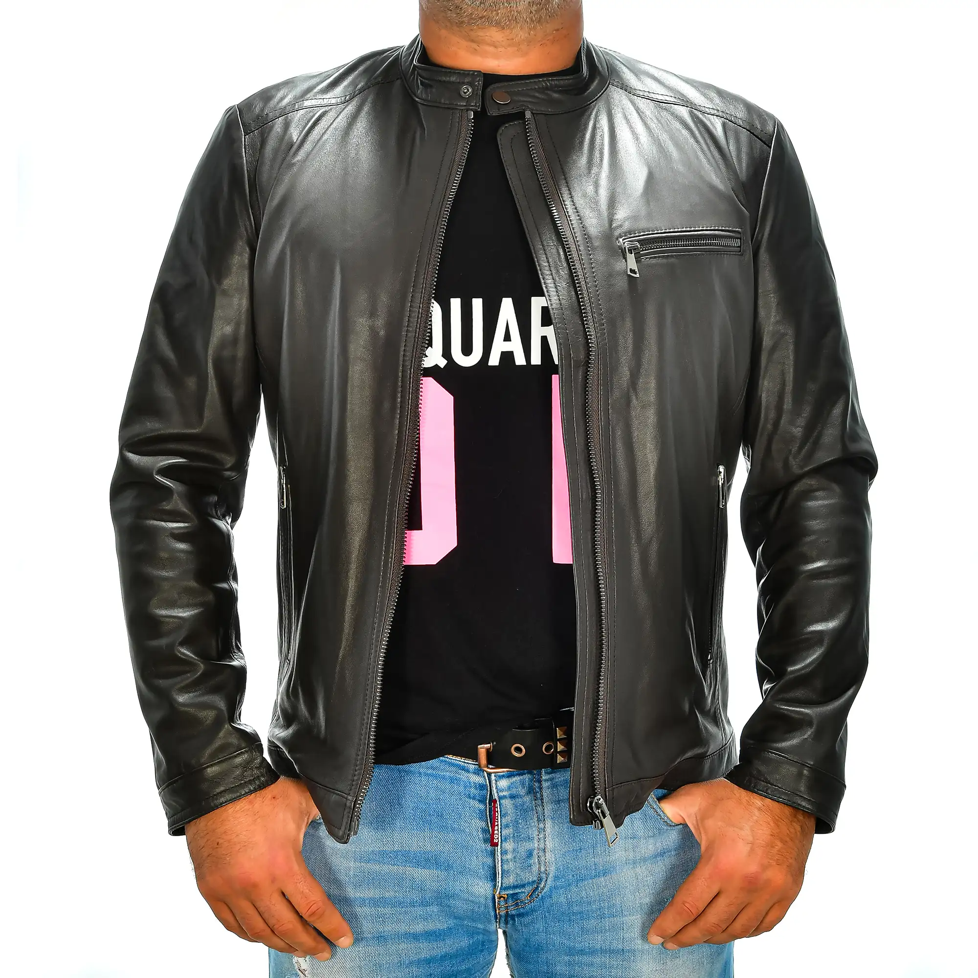 Chaqueta de hombre de piel auténtica.