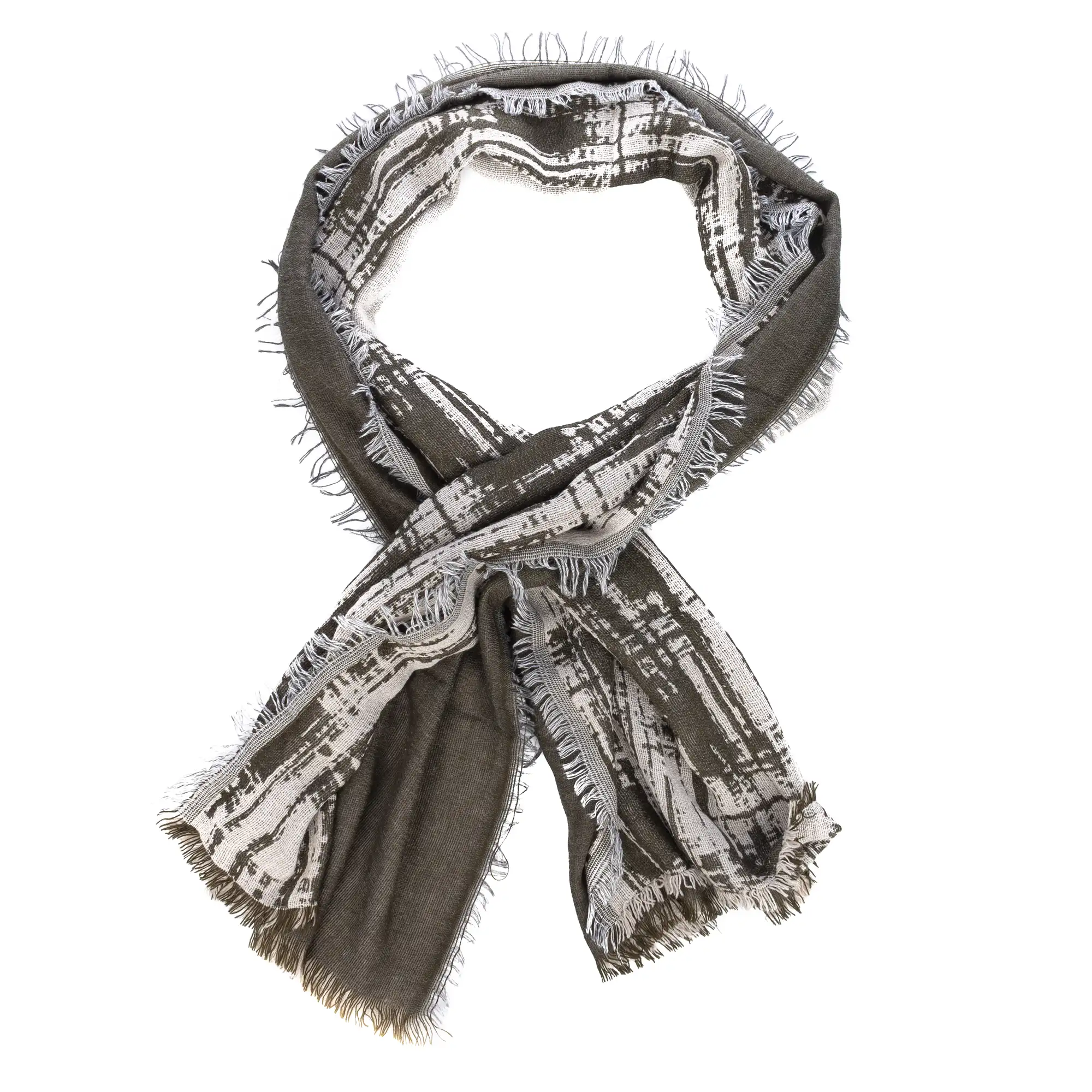 Fular bufanda diseño lineal doble solapa modal y lana. Made in Italy.