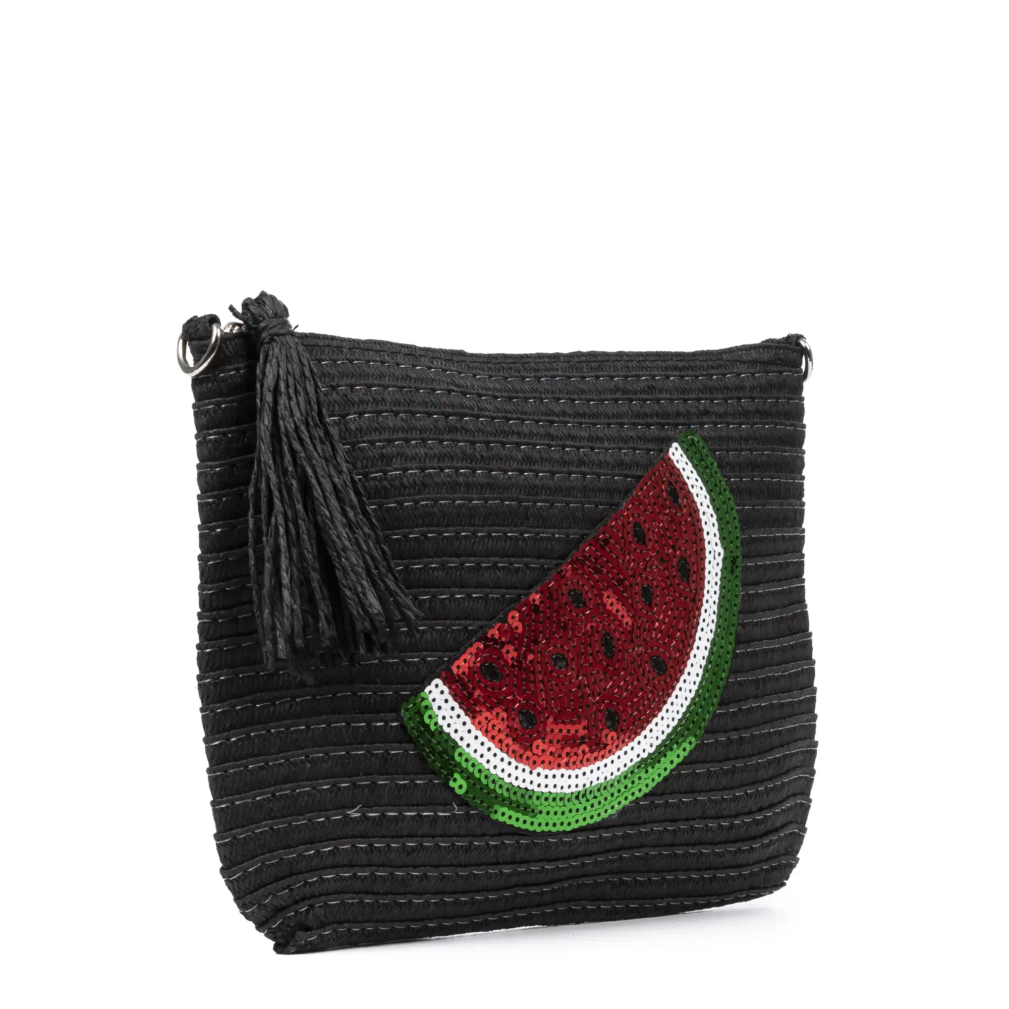 Adria Bolso de mano Mujer. Tejido Paja, diseño lentejuelas brillantes.