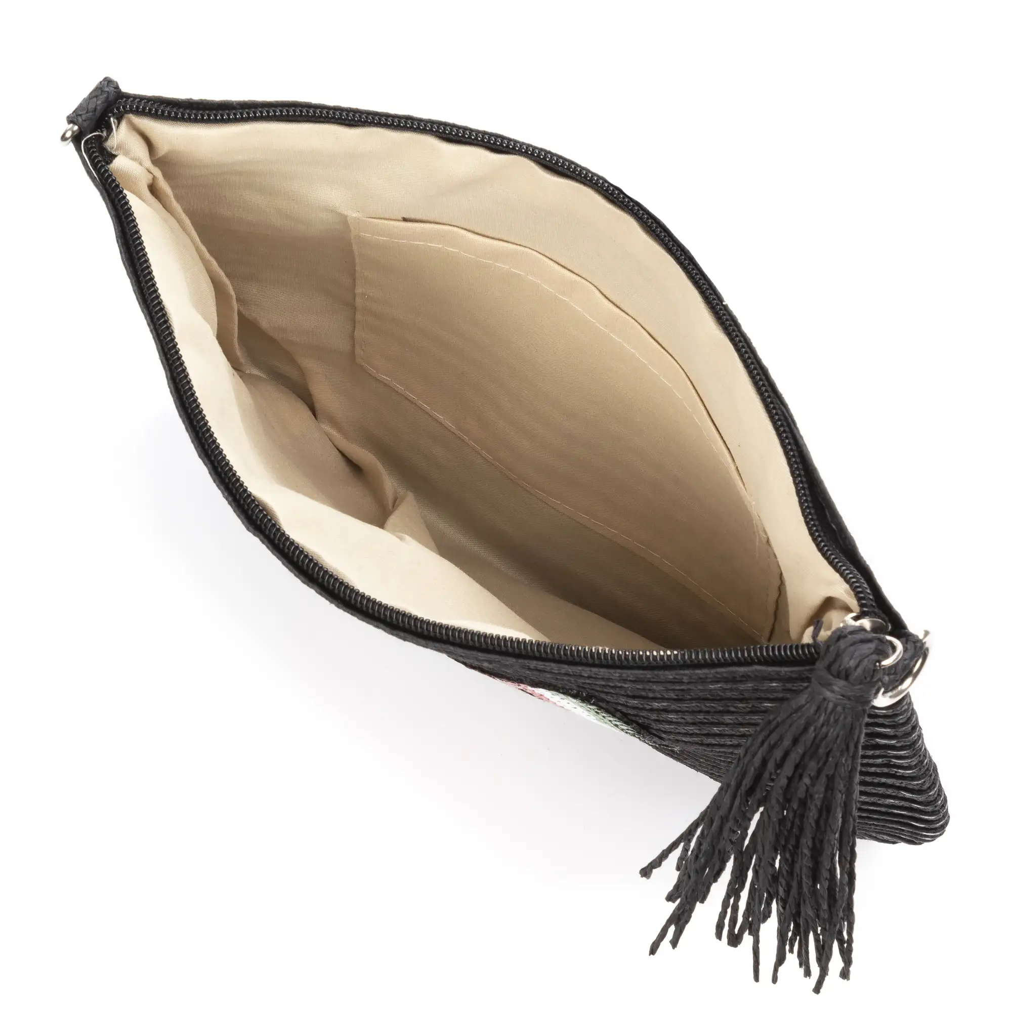 Adria Bolso de mano Mujer. Tejido Paja, diseño lentejuelas brillantes.
