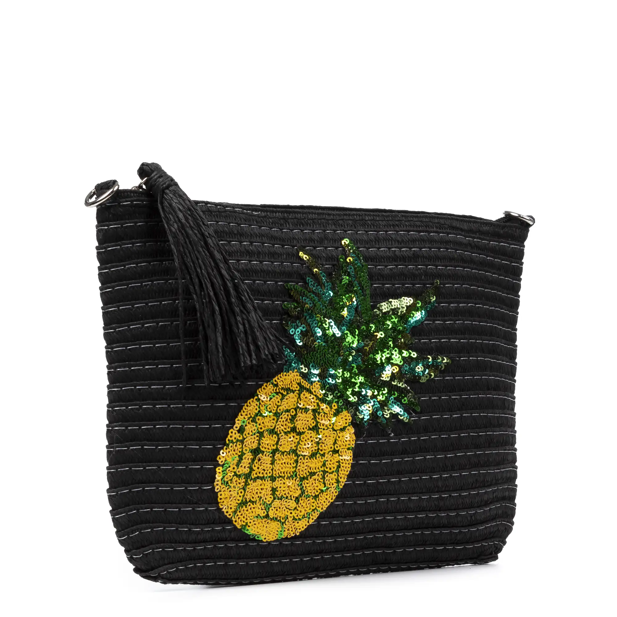 Adria Bolso de mano Mujer. Tejido Paja, diseño lentejuelas brillantes.