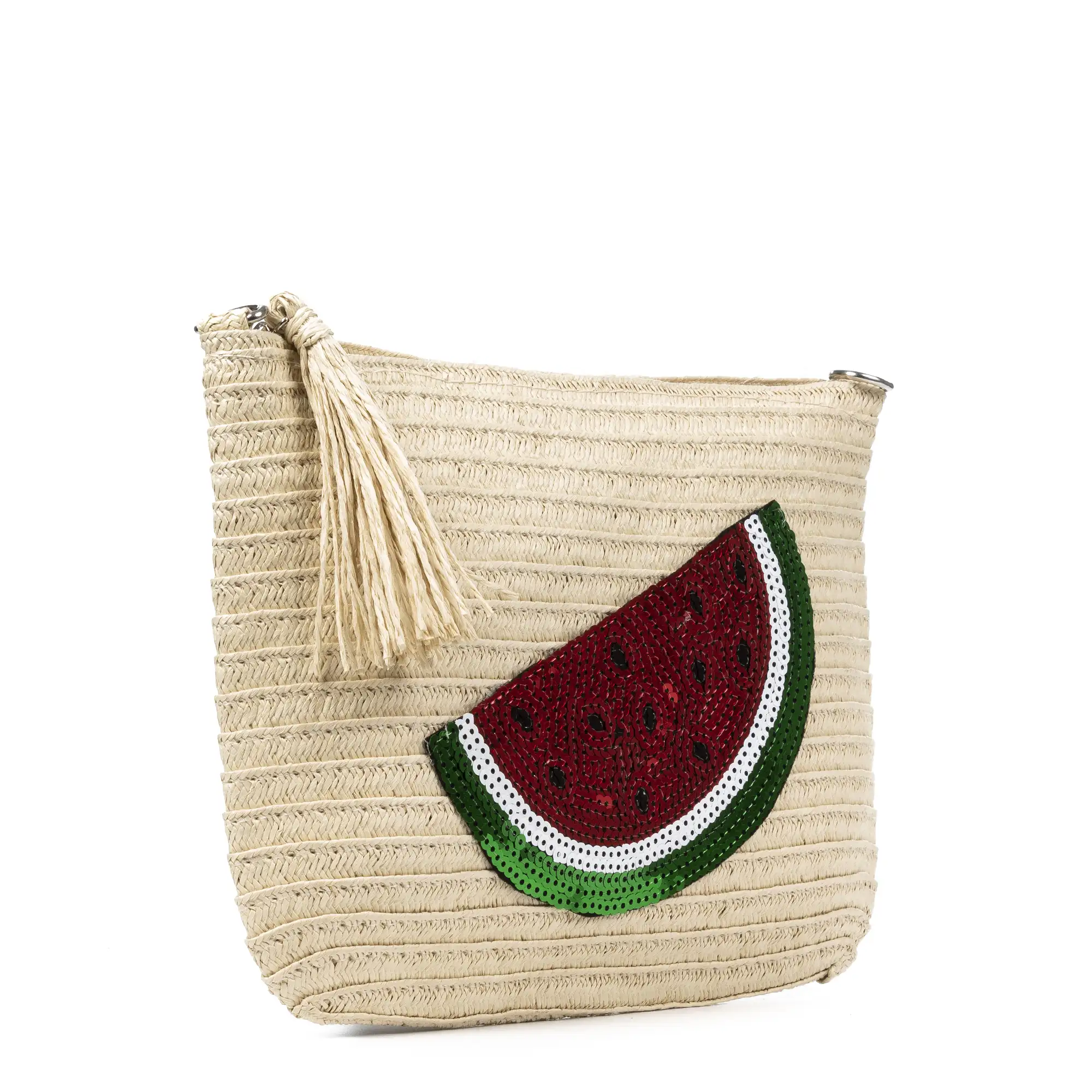 Adria Bolso de mano Mujer. Tejido Paja, diseño lentejuelas brillantes.