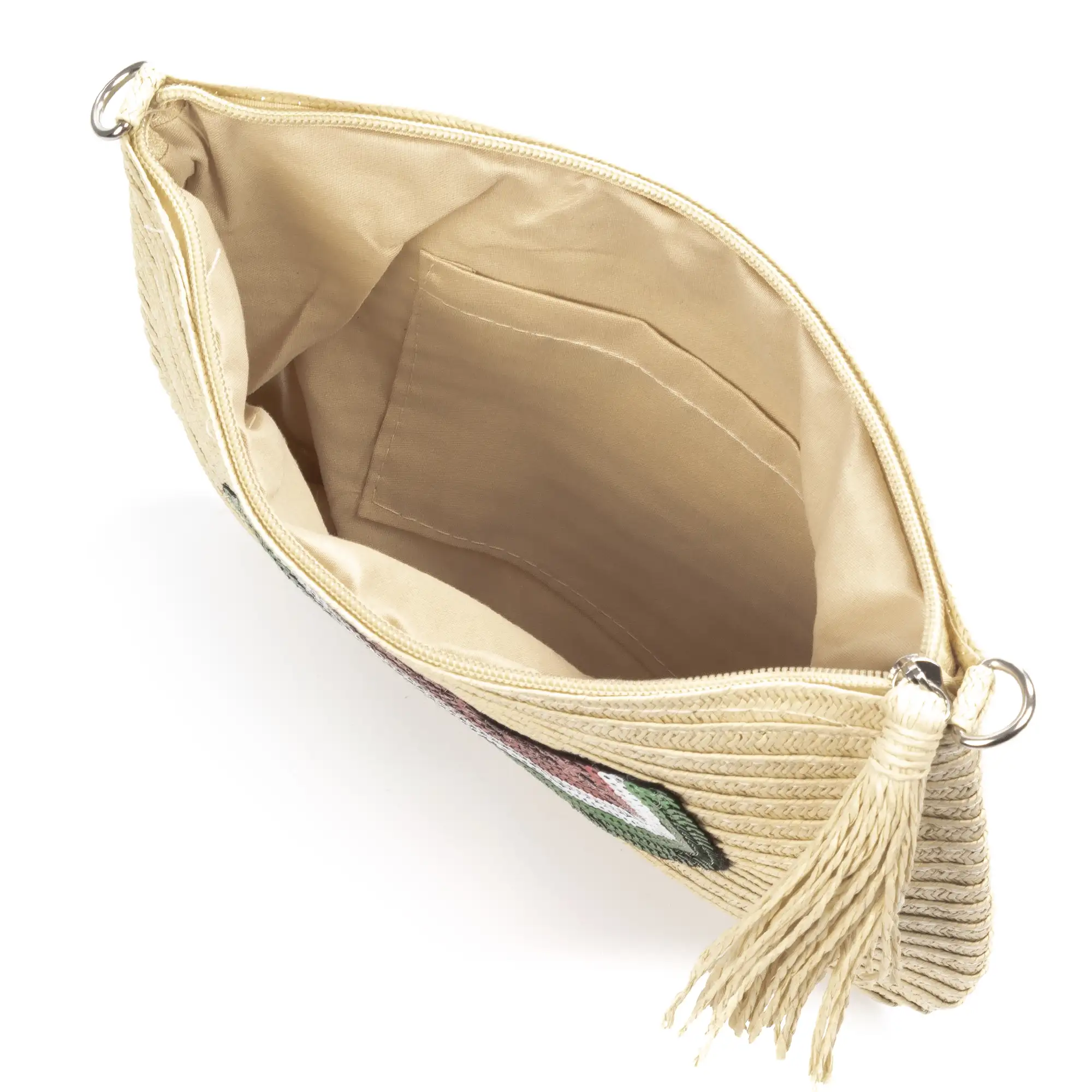 Adria Bolso de mano Mujer. Tejido Paja, diseño lentejuelas brillantes.