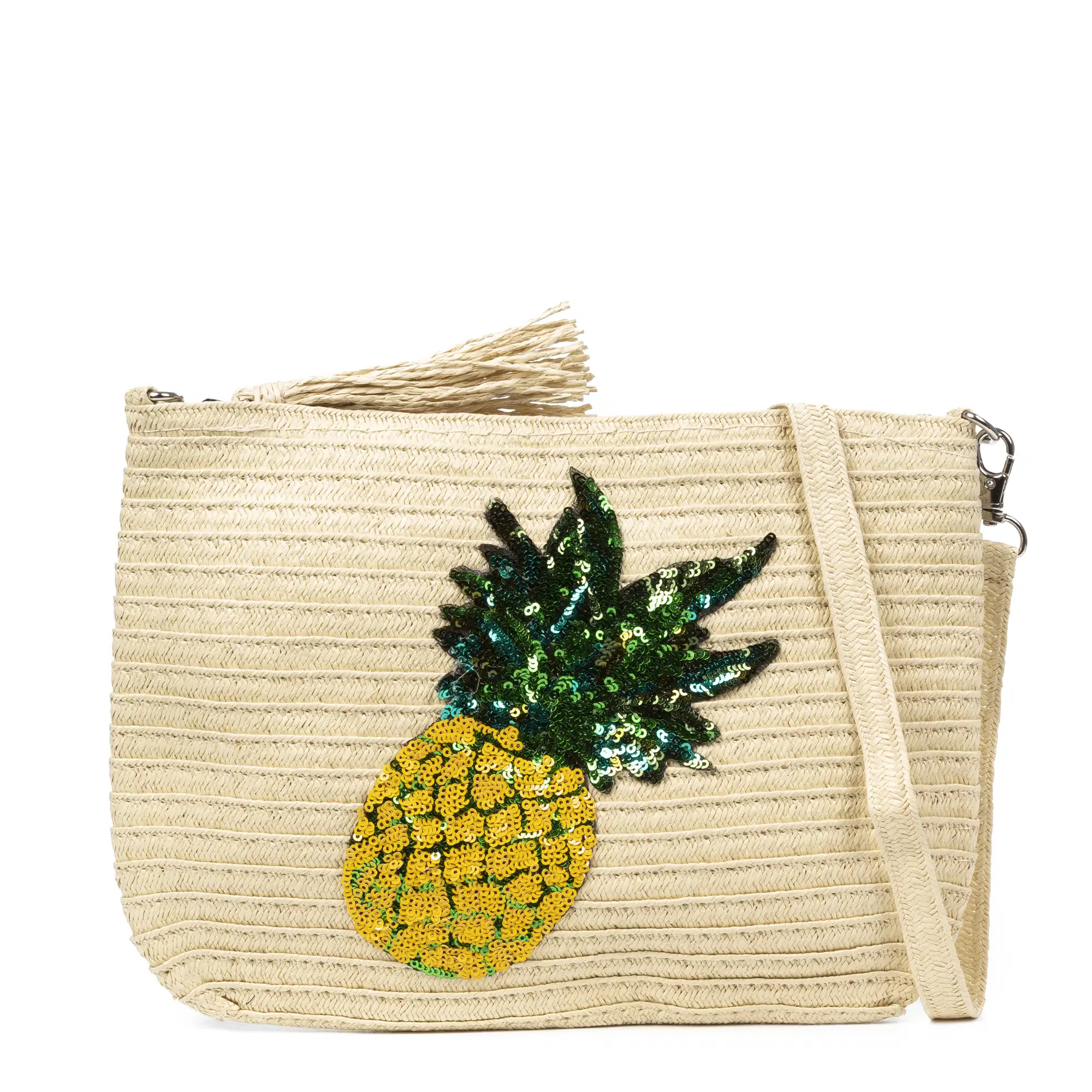 Adria Bolso de mano Mujer. Tejido Paja, diseño lentejuelas brillantes.