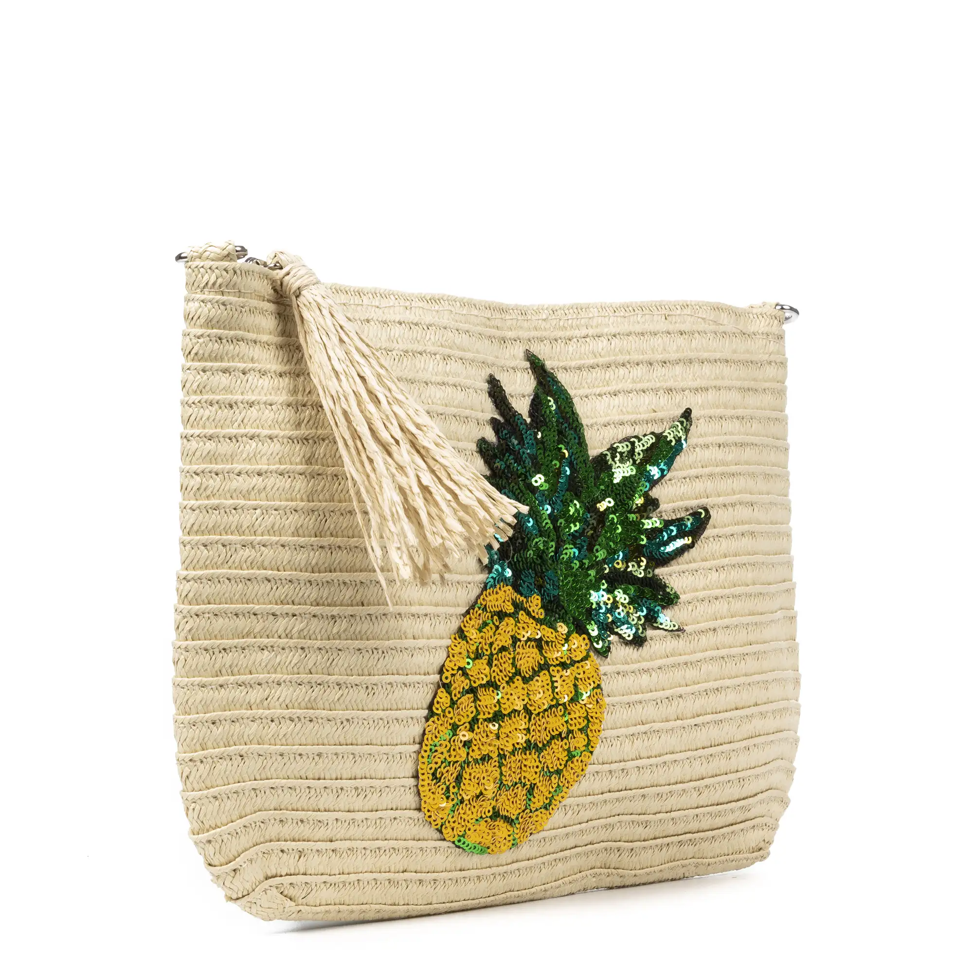 Adria Bolso de mano Mujer. Tejido Paja, diseño lentejuelas brillantes.