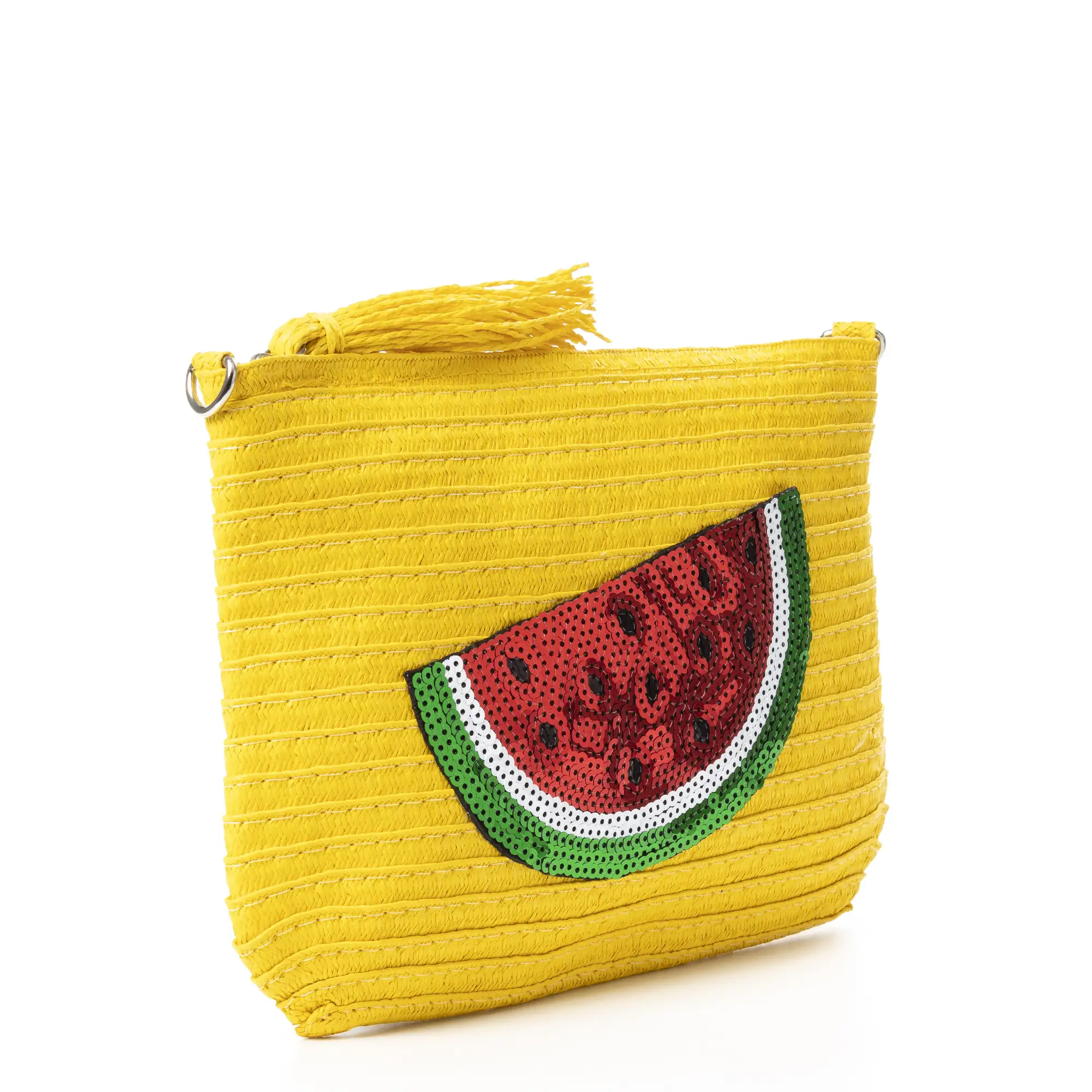 Adria Bolso de mano Mujer. Tejido Paja, diseño lentejuelas brillantes.