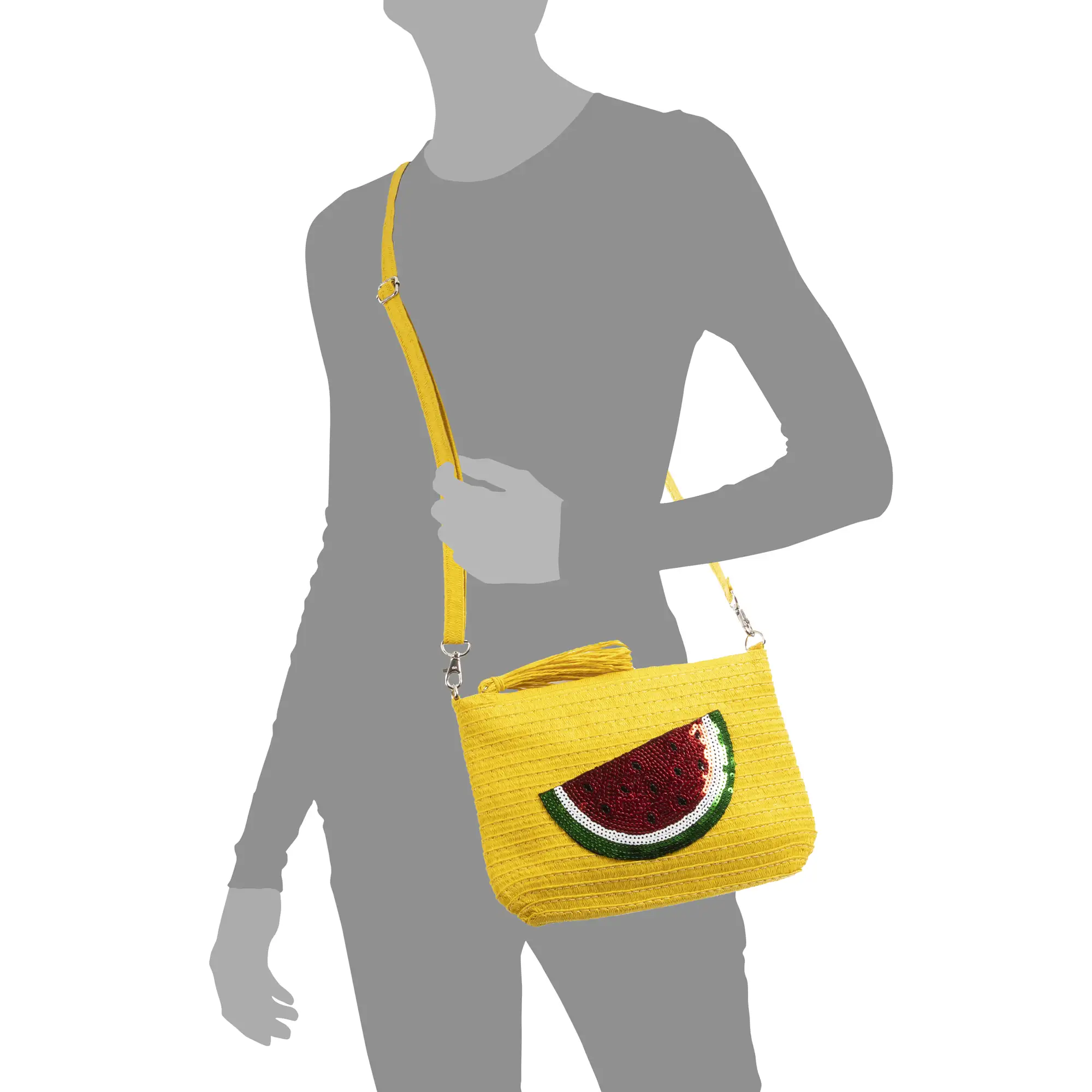 Adria Bolso de mano Mujer. Tejido Paja, diseño lentejuelas brillantes.