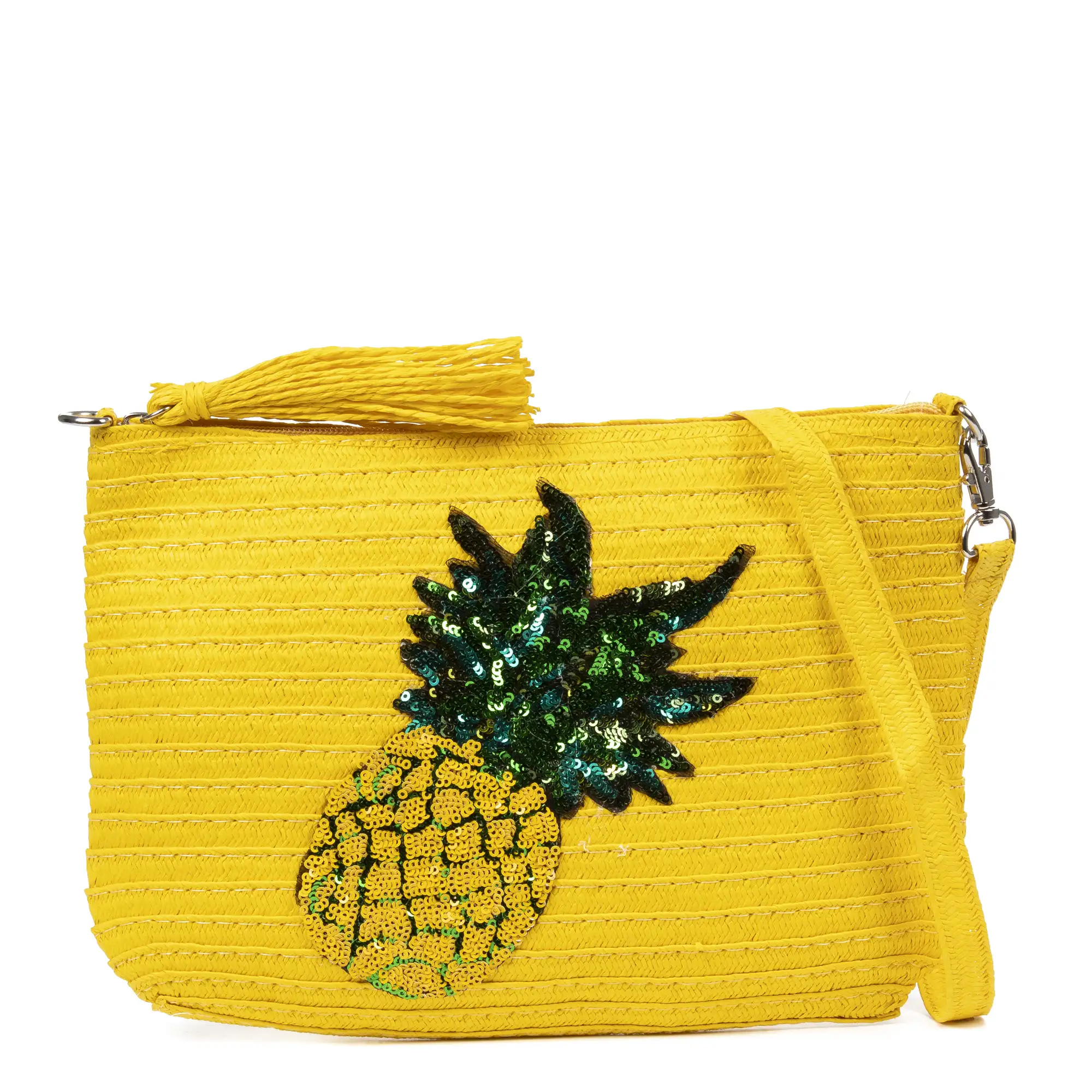 Adria Bolso de mano Mujer. Tejido Paja, diseño lentejuelas brillantes.