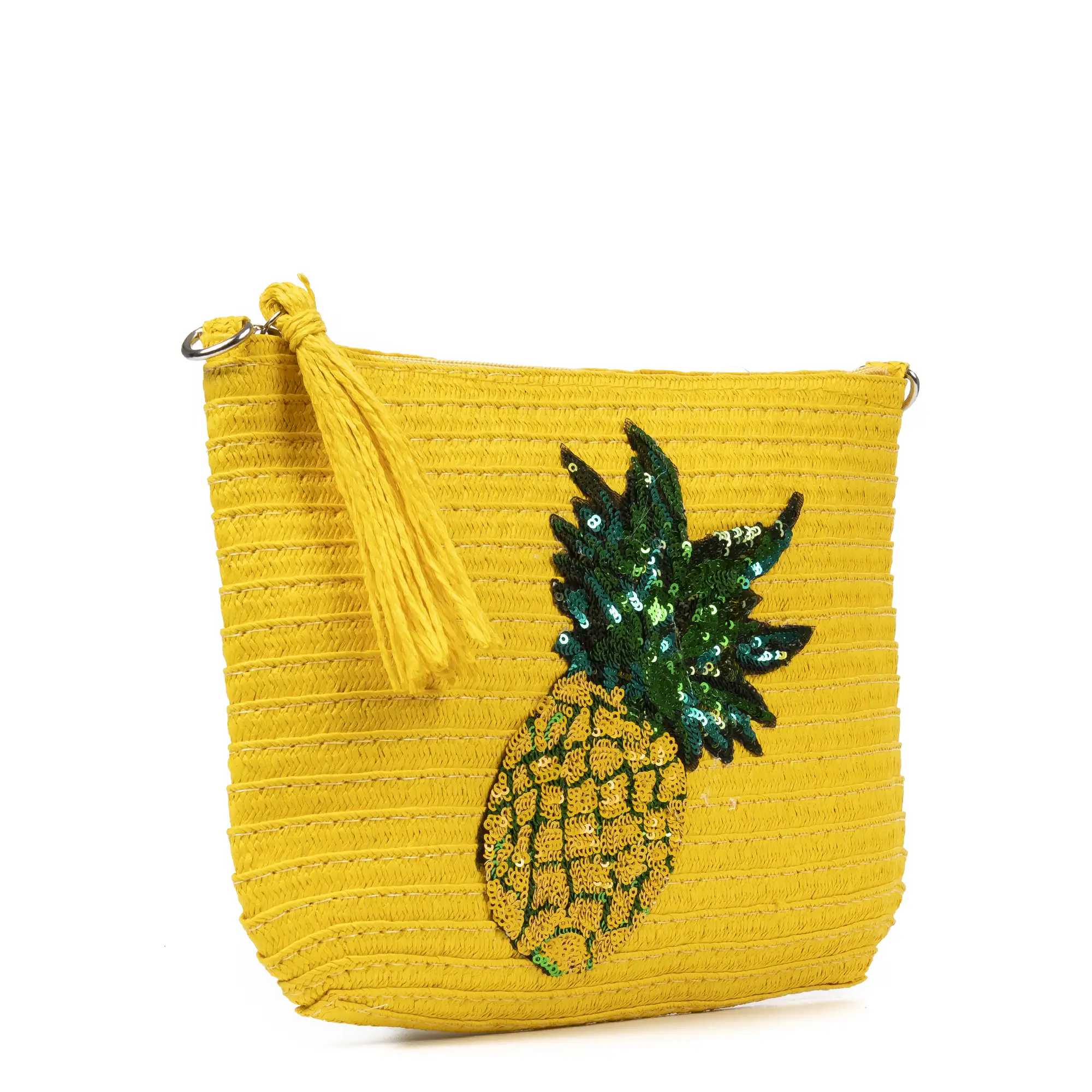 Adria Bolso de mano Mujer. Tejido Paja, diseño lentejuelas brillantes.