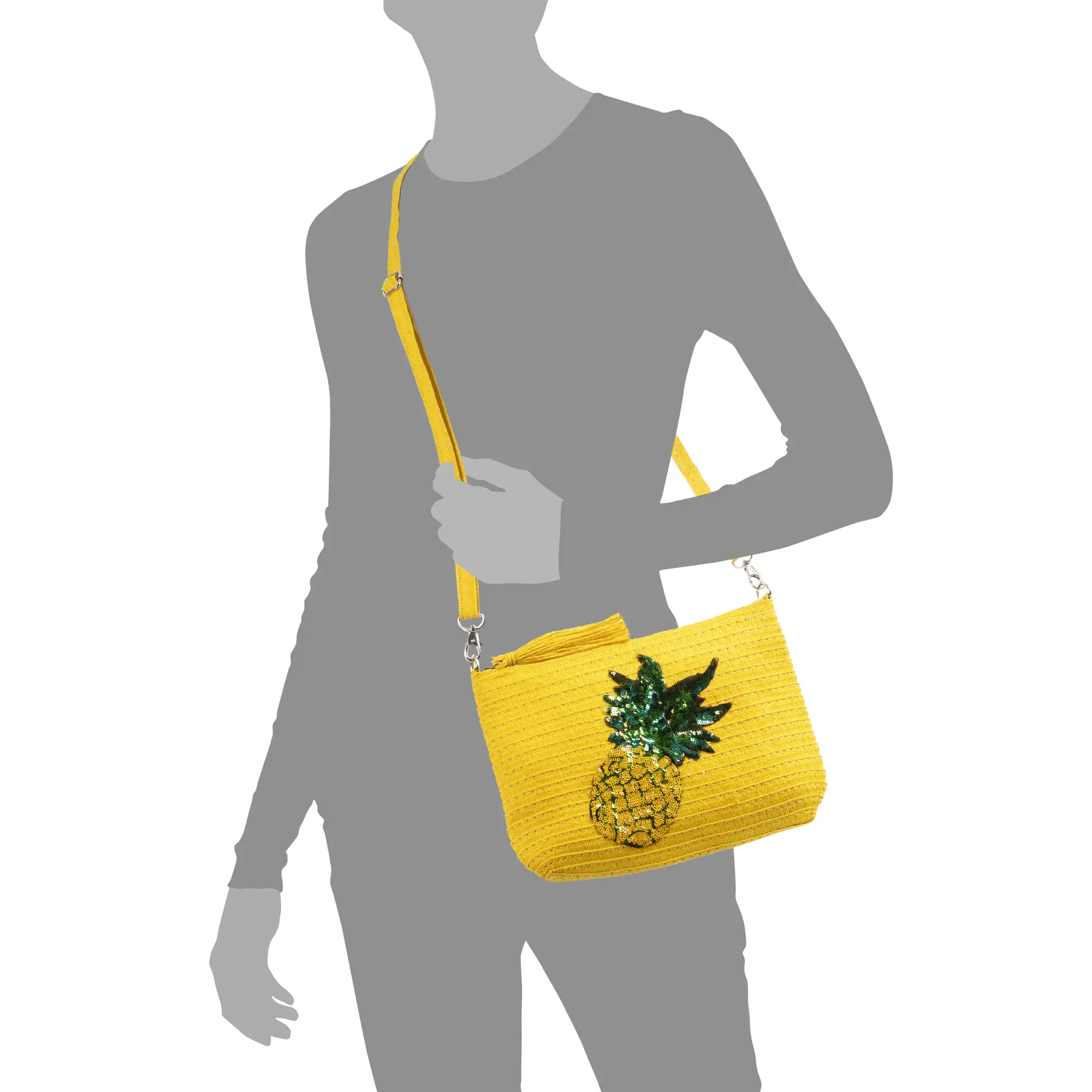 Adria Bolso de mano Mujer. Tejido Paja, diseño lentejuelas brillantes.