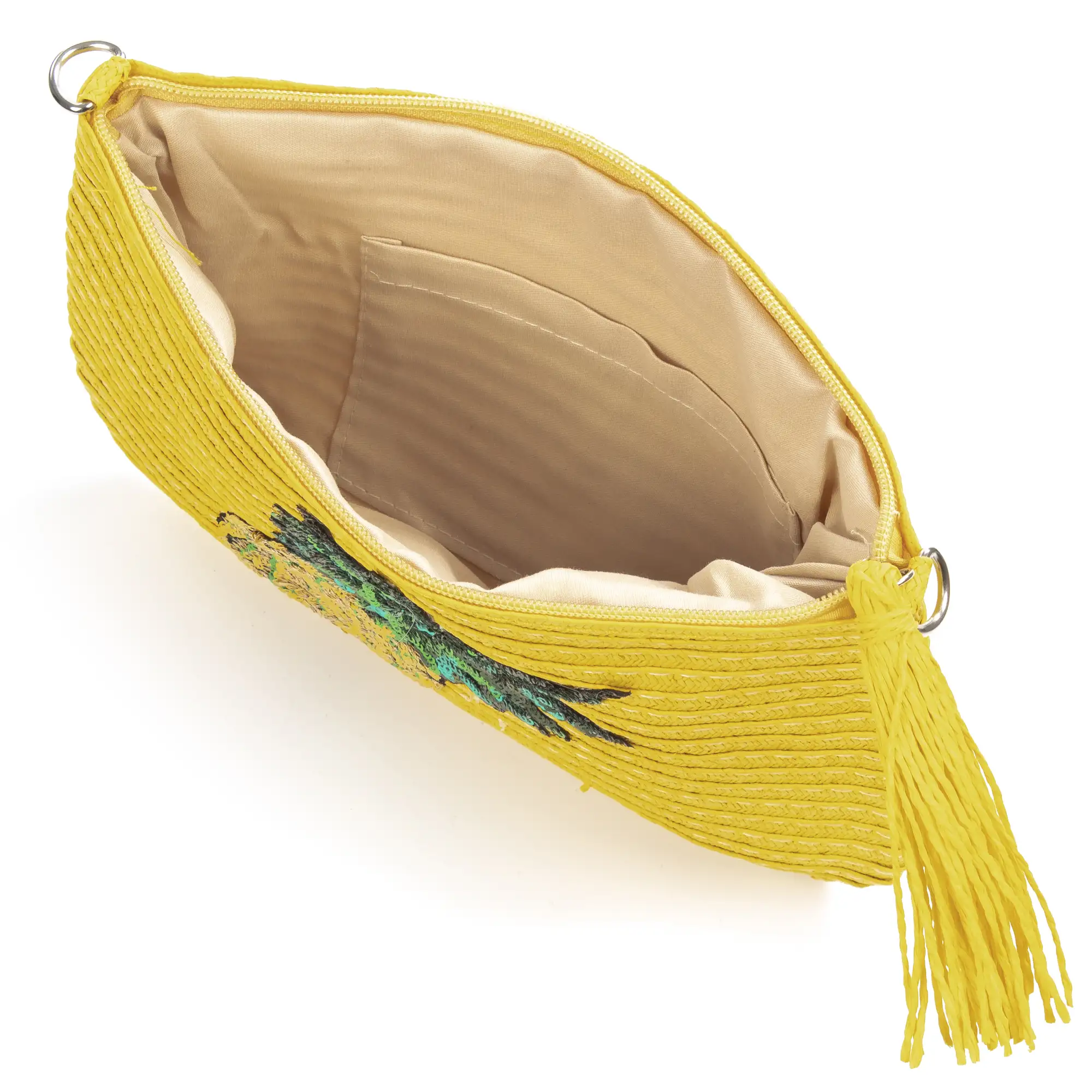 Adria Bolso de mano Mujer. Tejido Paja, diseño lentejuelas brillantes.