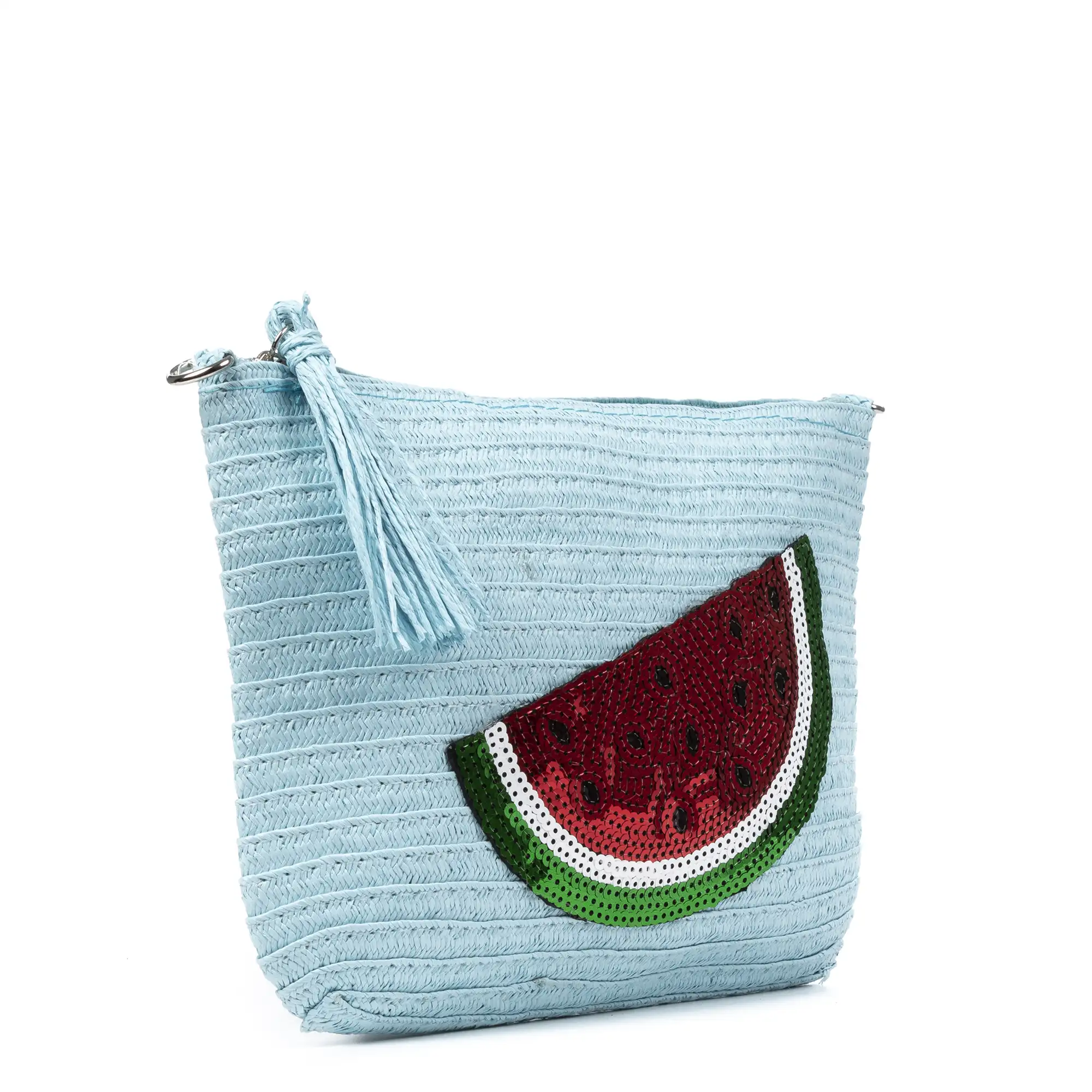 Adria Bolso de mano Mujer. Tejido Paja, diseño lentejuelas brillantes.