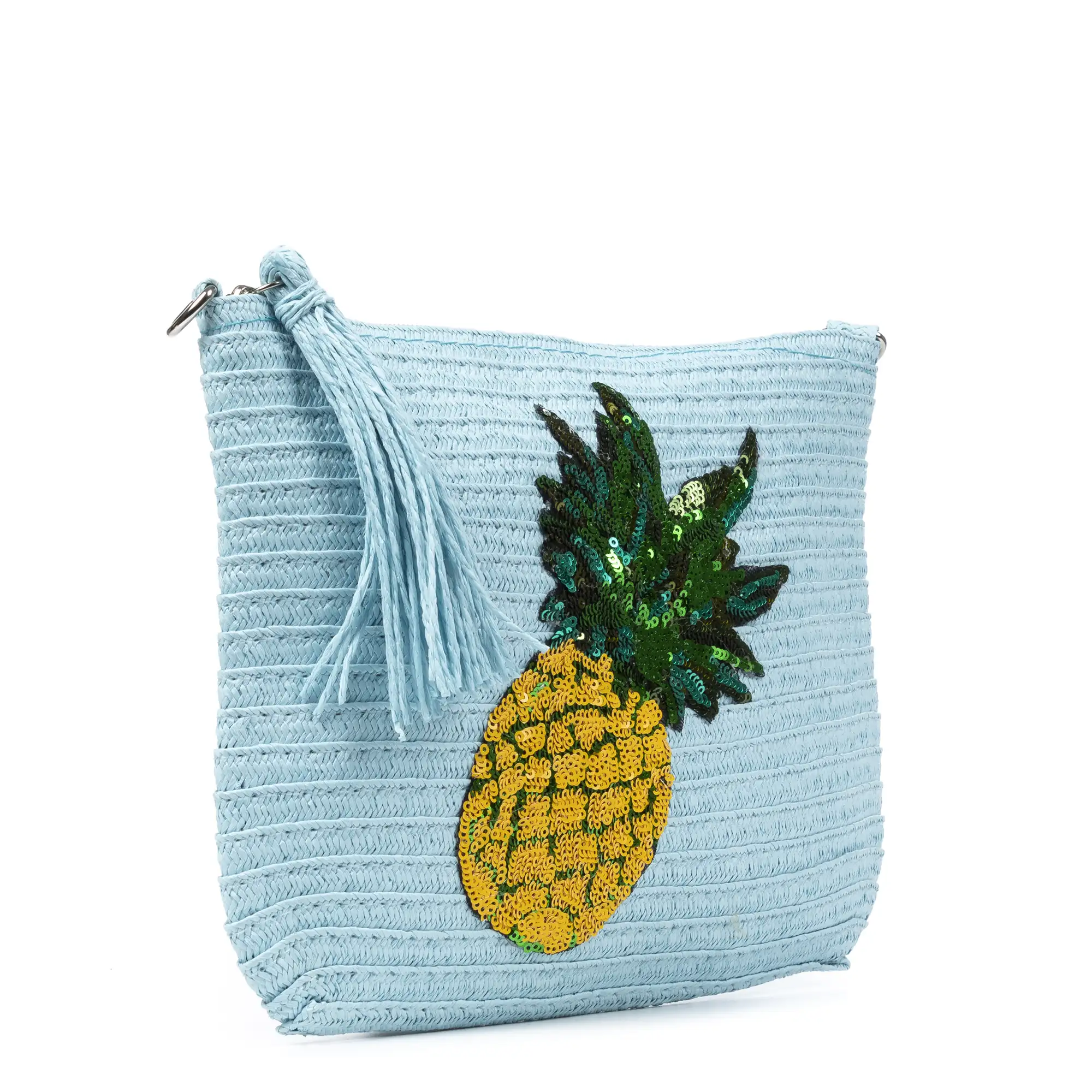 Adria Bolso de mano Mujer. Tejido Paja, diseño lentejuelas brillantes.