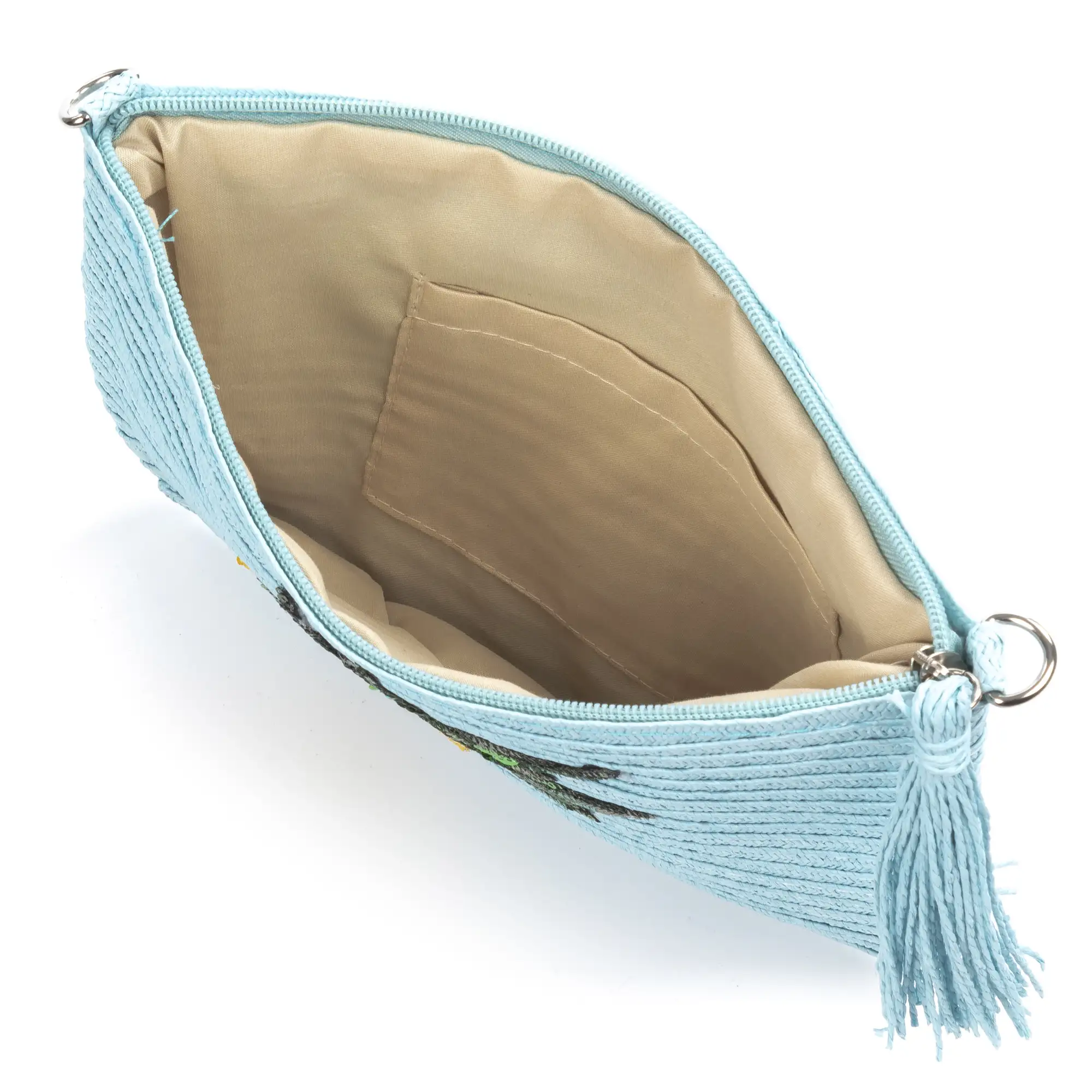 Adria Bolso de mano Mujer. Tejido Paja, diseño lentejuelas brillantes.