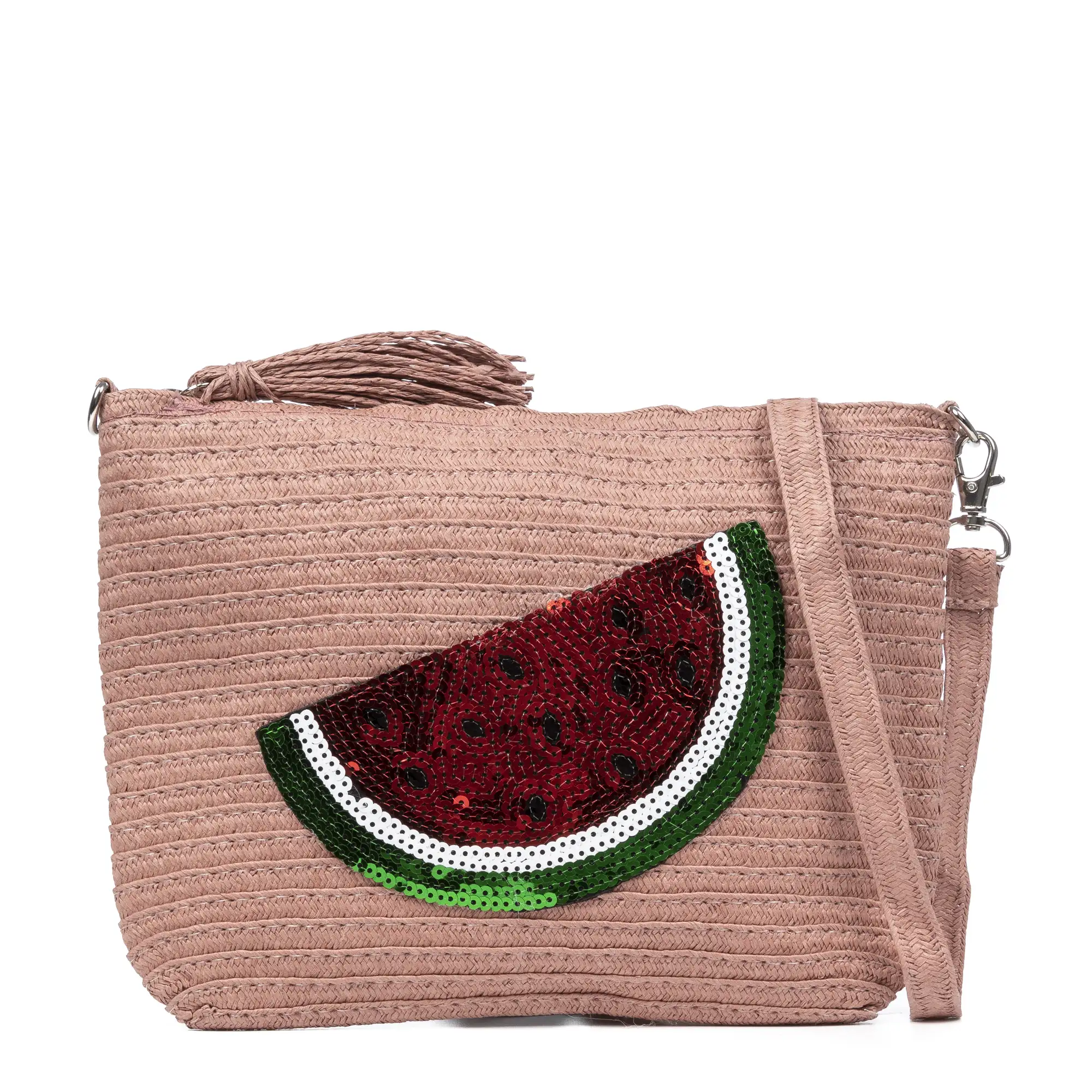 Adria Bolso de mano Mujer. Tejido Paja, diseño lentejuelas brillantes.