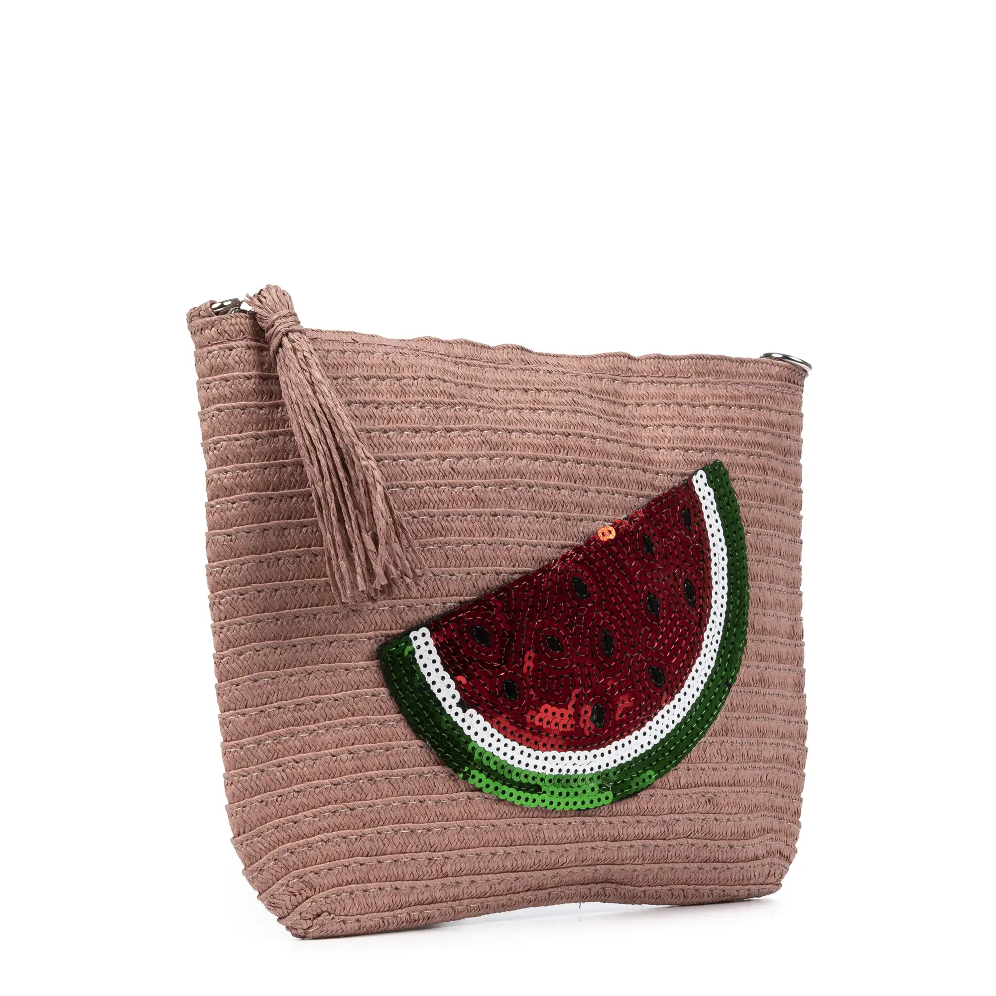 Adria Bolso de mano Mujer. Tejido Paja, diseño lentejuelas brillantes.