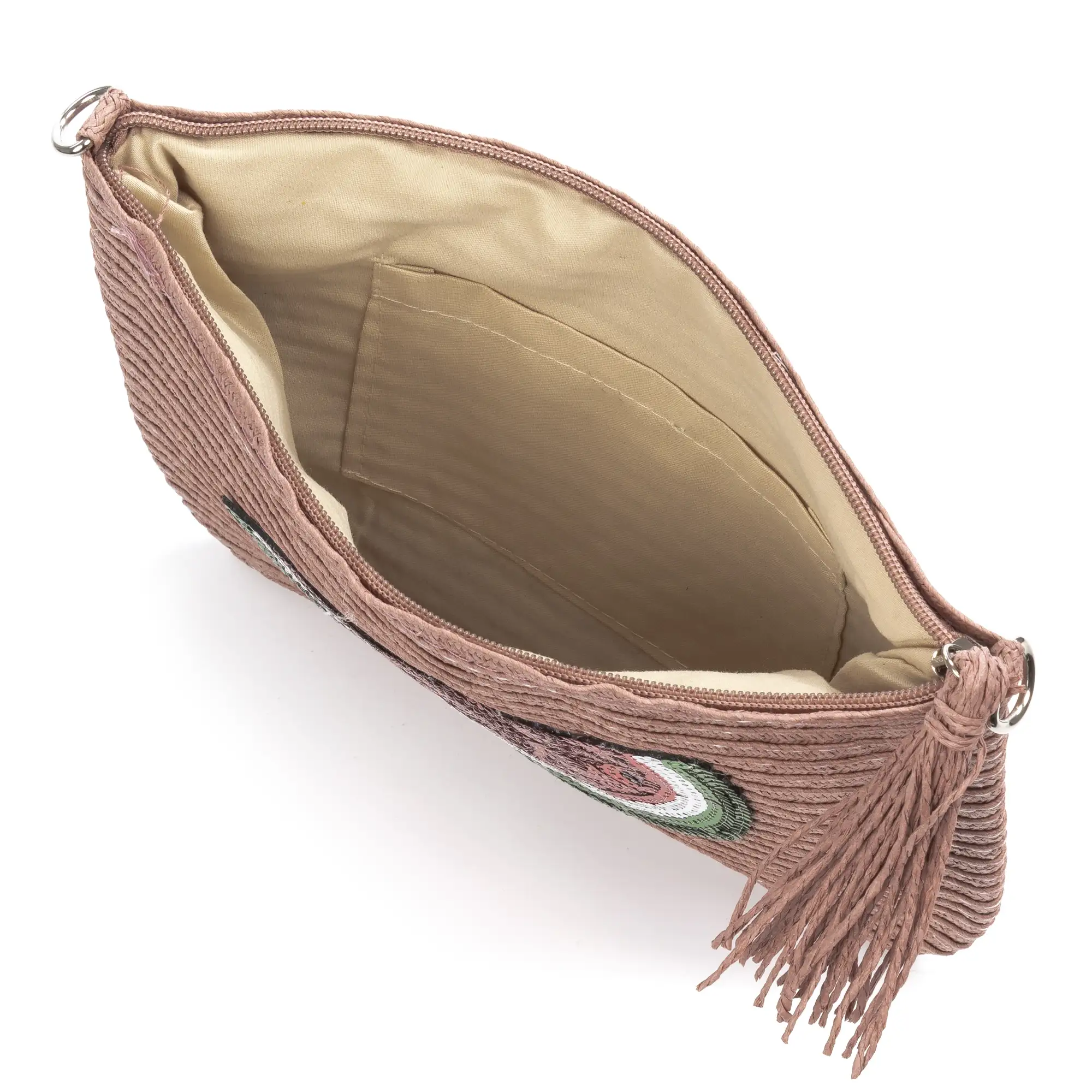 Adria Bolso de mano Mujer. Tejido Paja, diseño lentejuelas brillantes.