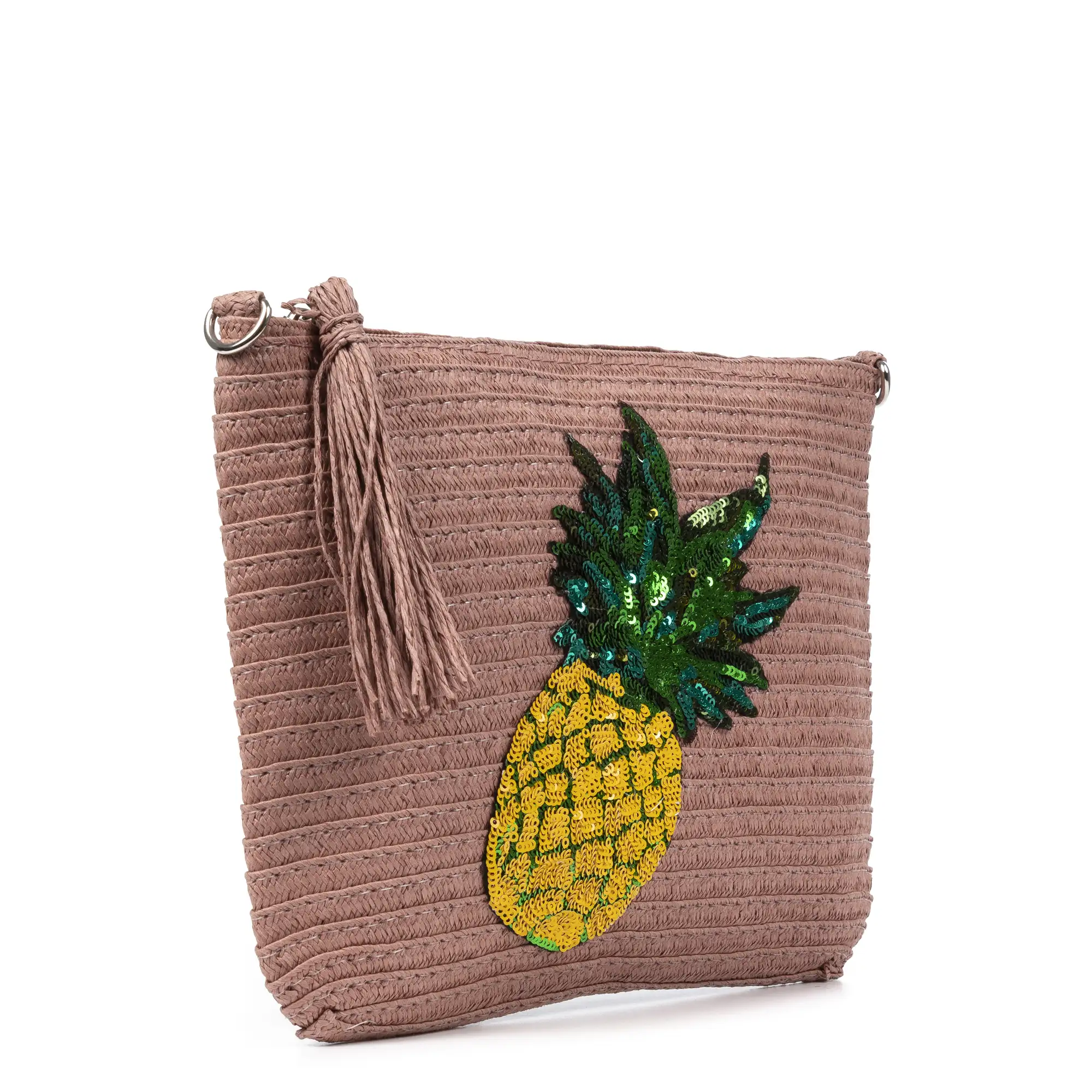 Adria Bolso de mano Mujer. Tejido Paja, diseño lentejuelas brillantes.