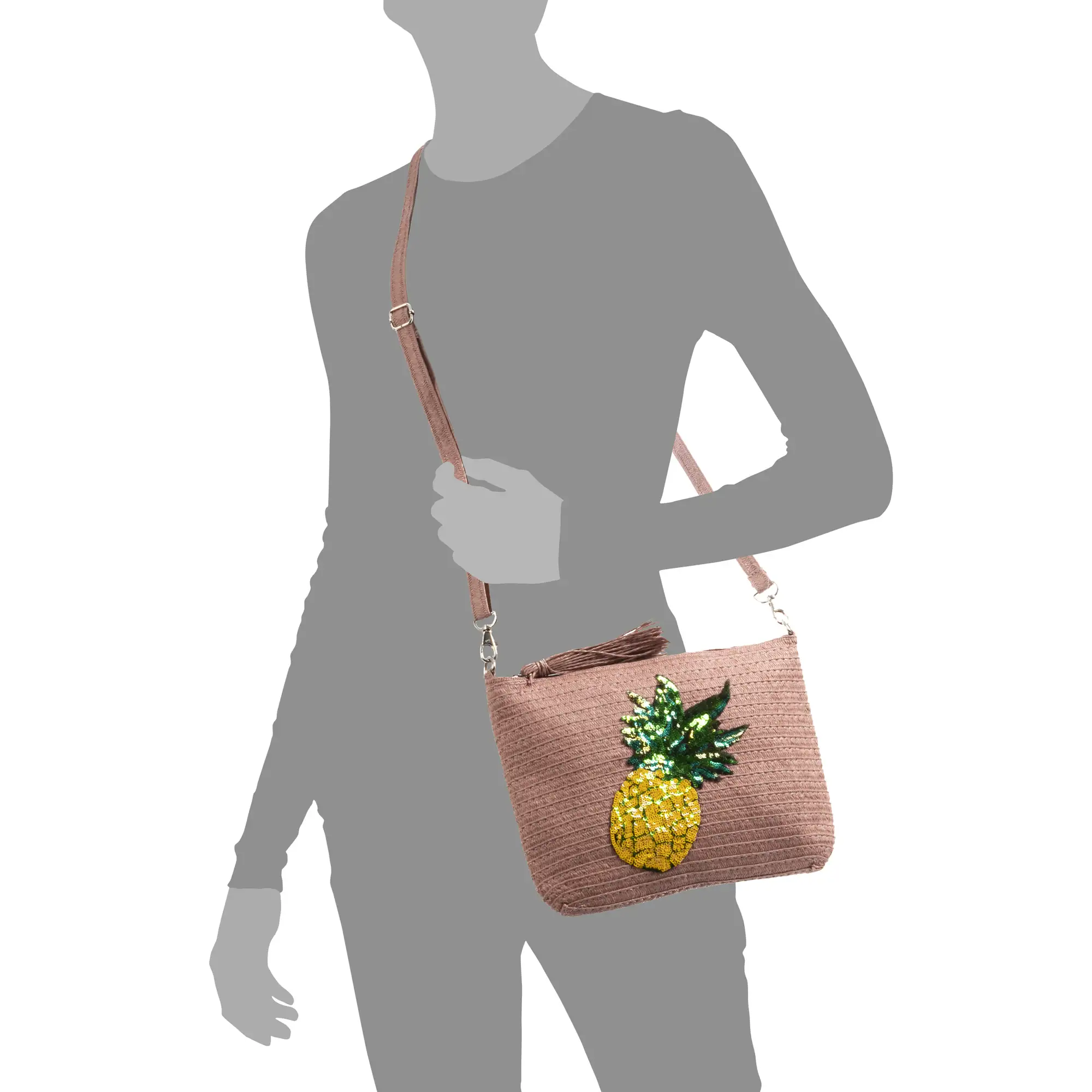 Adria Bolso de mano Mujer. Tejido Paja, diseño lentejuelas brillantes.