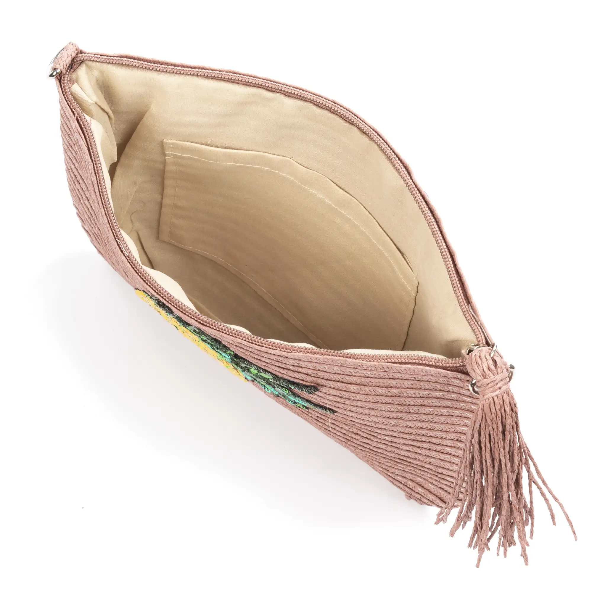 Adria Bolso de mano Mujer. Tejido Paja, diseño lentejuelas brillantes.