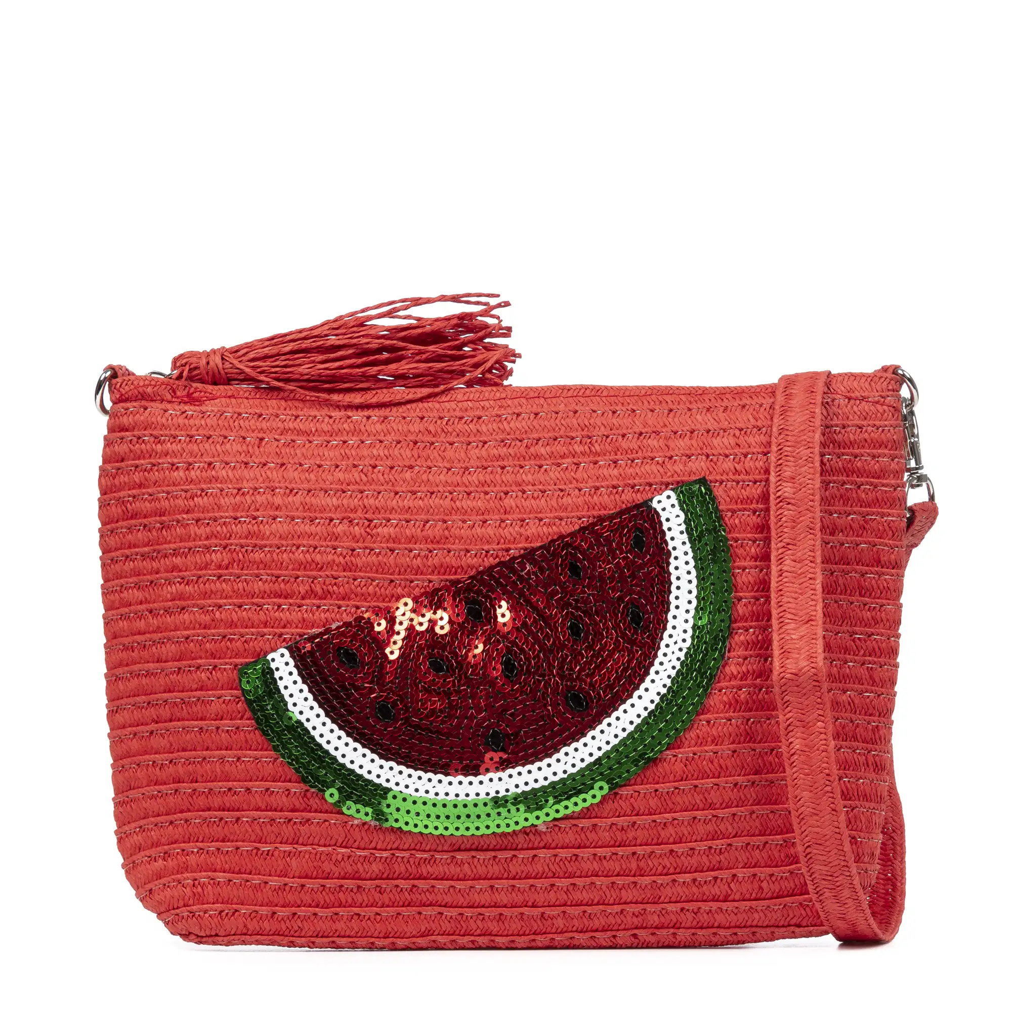 Adria Bolso de mano Mujer. Tejido Paja, diseño lentejuelas brillantes.