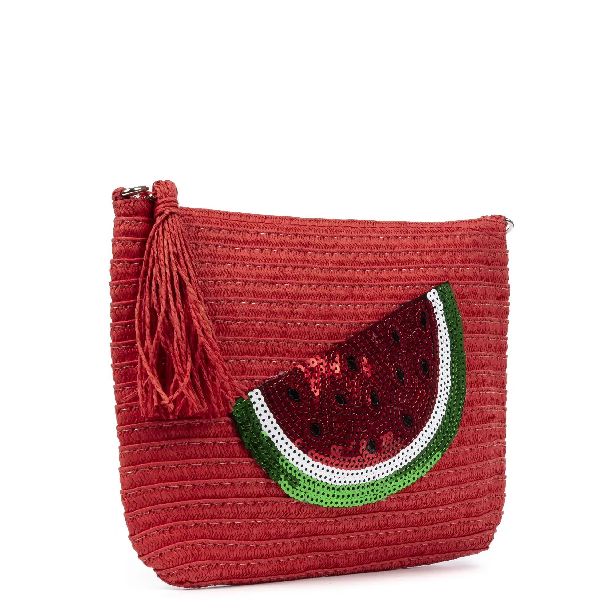 Adria Bolso de mano Mujer. Tejido Paja, diseño lentejuelas brillantes.