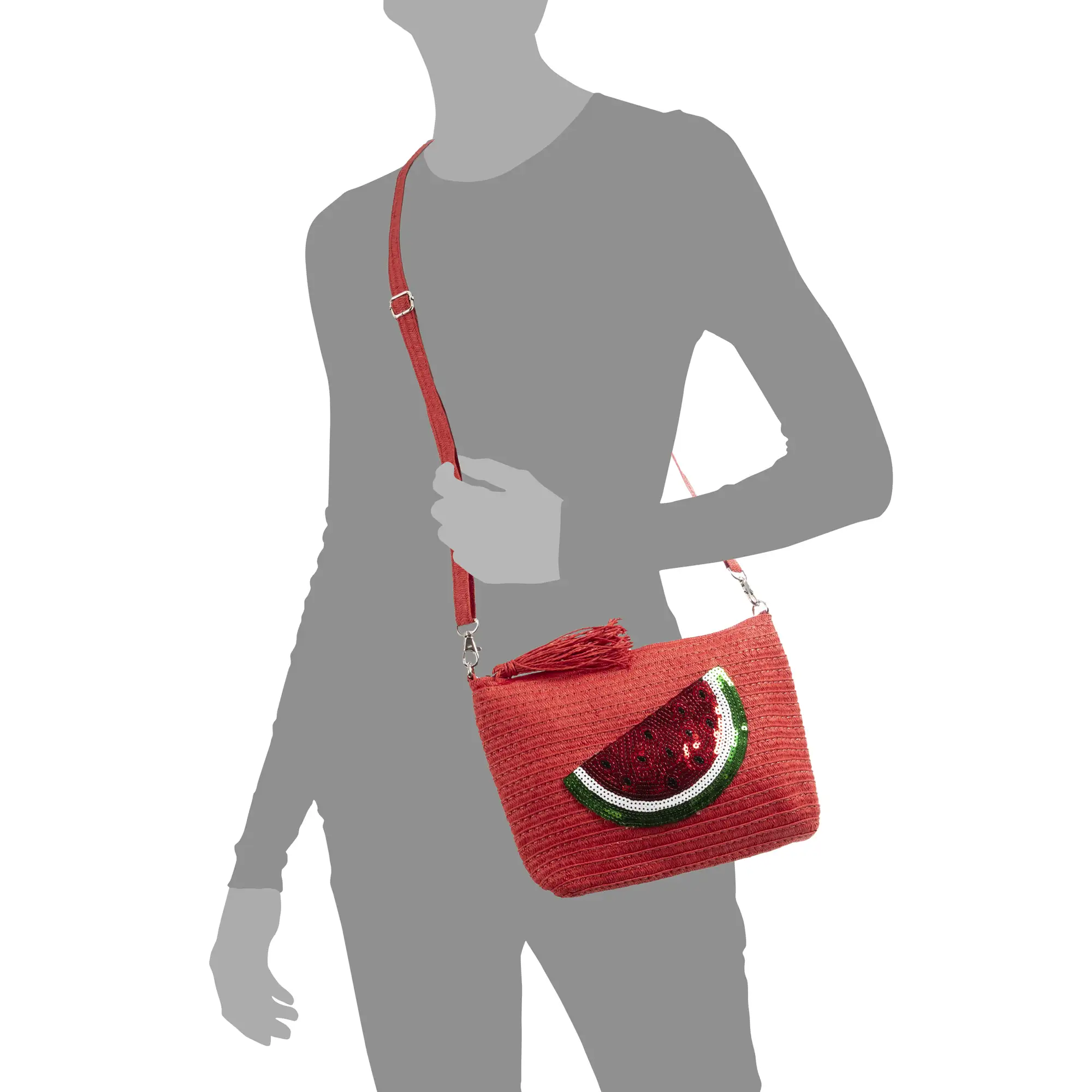 Adria Bolso de mano Mujer. Tejido Paja, diseño lentejuelas brillantes.