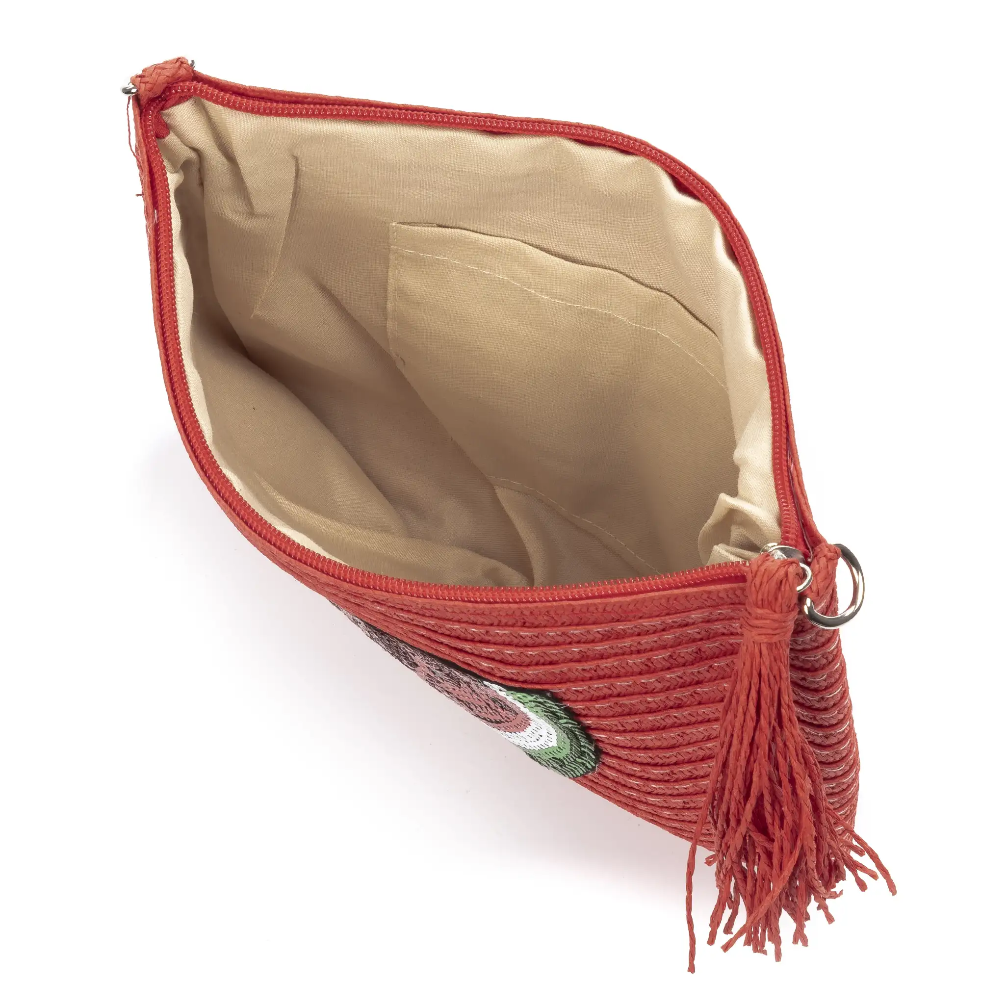 Adria Bolso de mano Mujer. Tejido Paja, diseño lentejuelas brillantes.