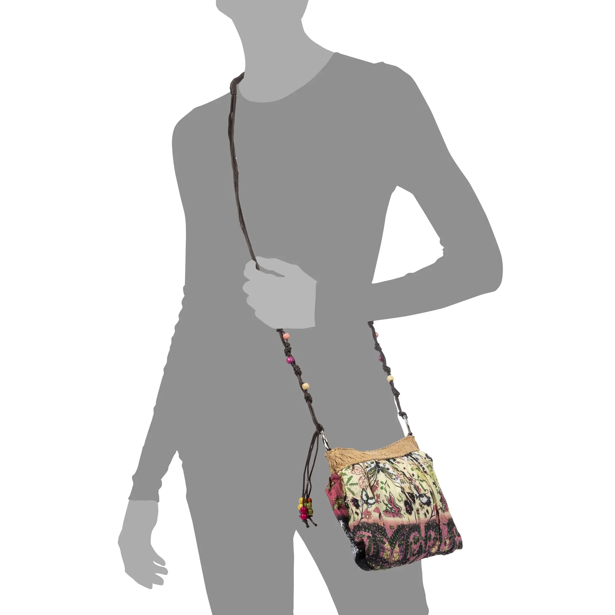  Catania Bolso bandolera Mujer. Tejido NYLON Estampado Paja 