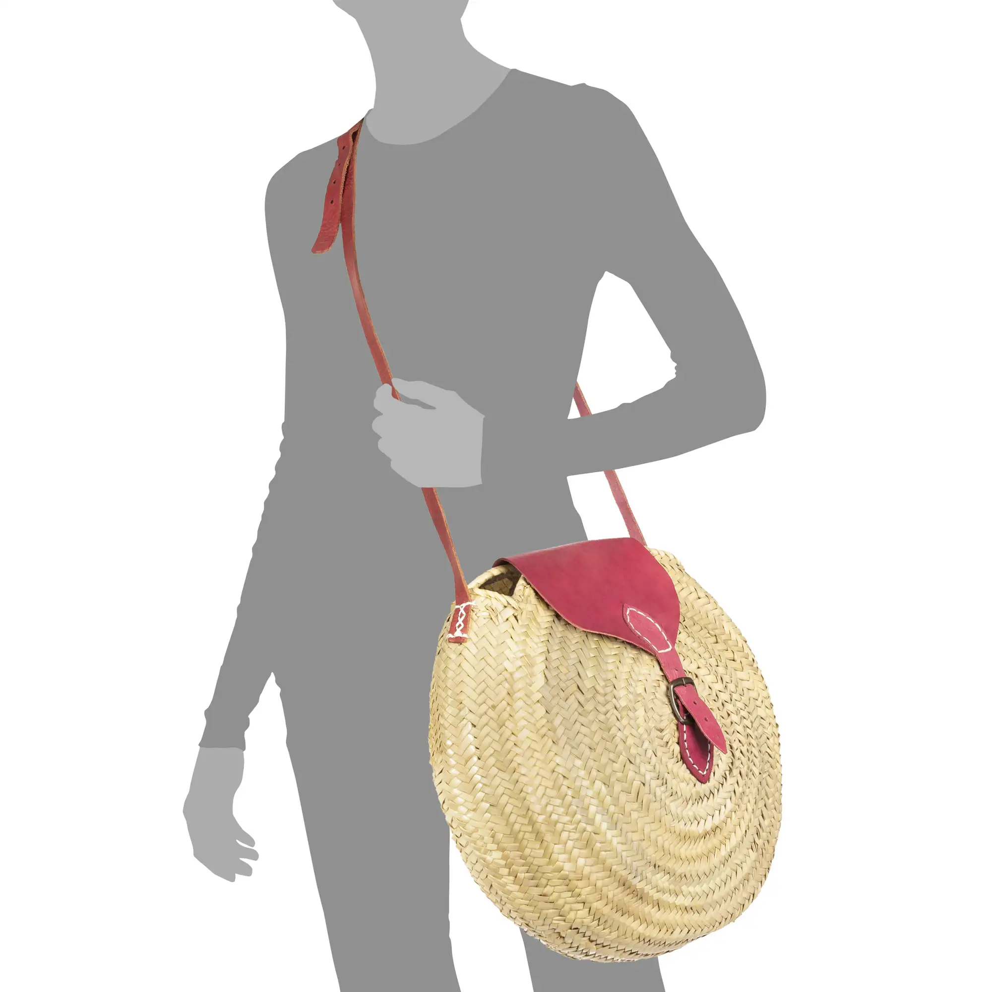 Zugliano bolso de hombro de Rafia con detalles en piel sintética.