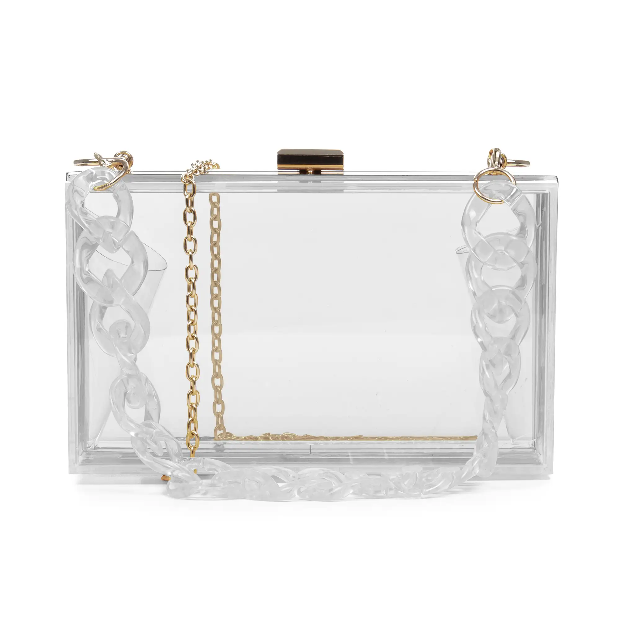 Zavattarello bolso clutch de mano, de metacrilato transparente.