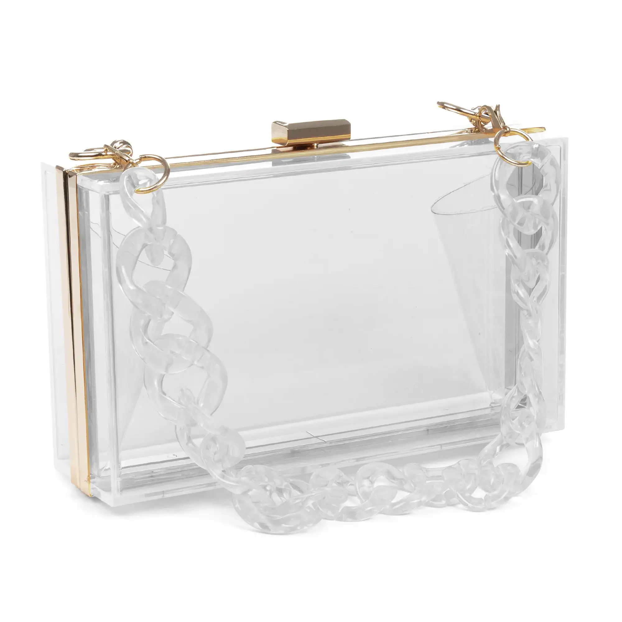 Zavattarello bolso clutch de mano, de metacrilato transparente.