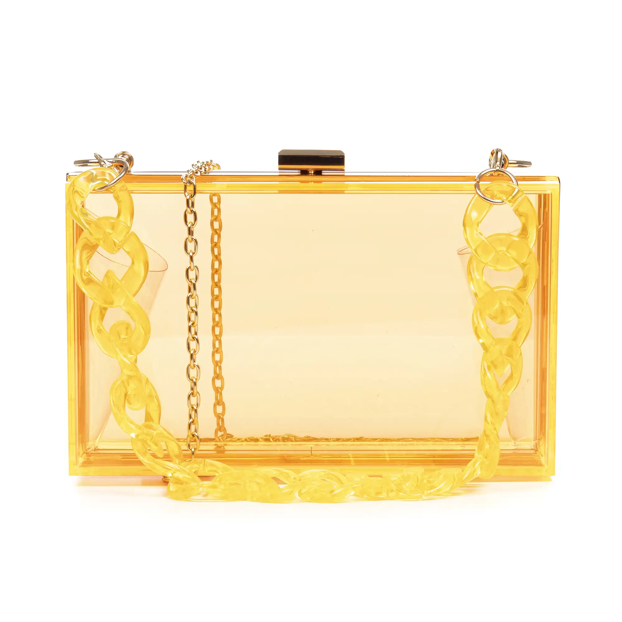 Zavattarello bolso clutch de mano, de metacrilato transparente.