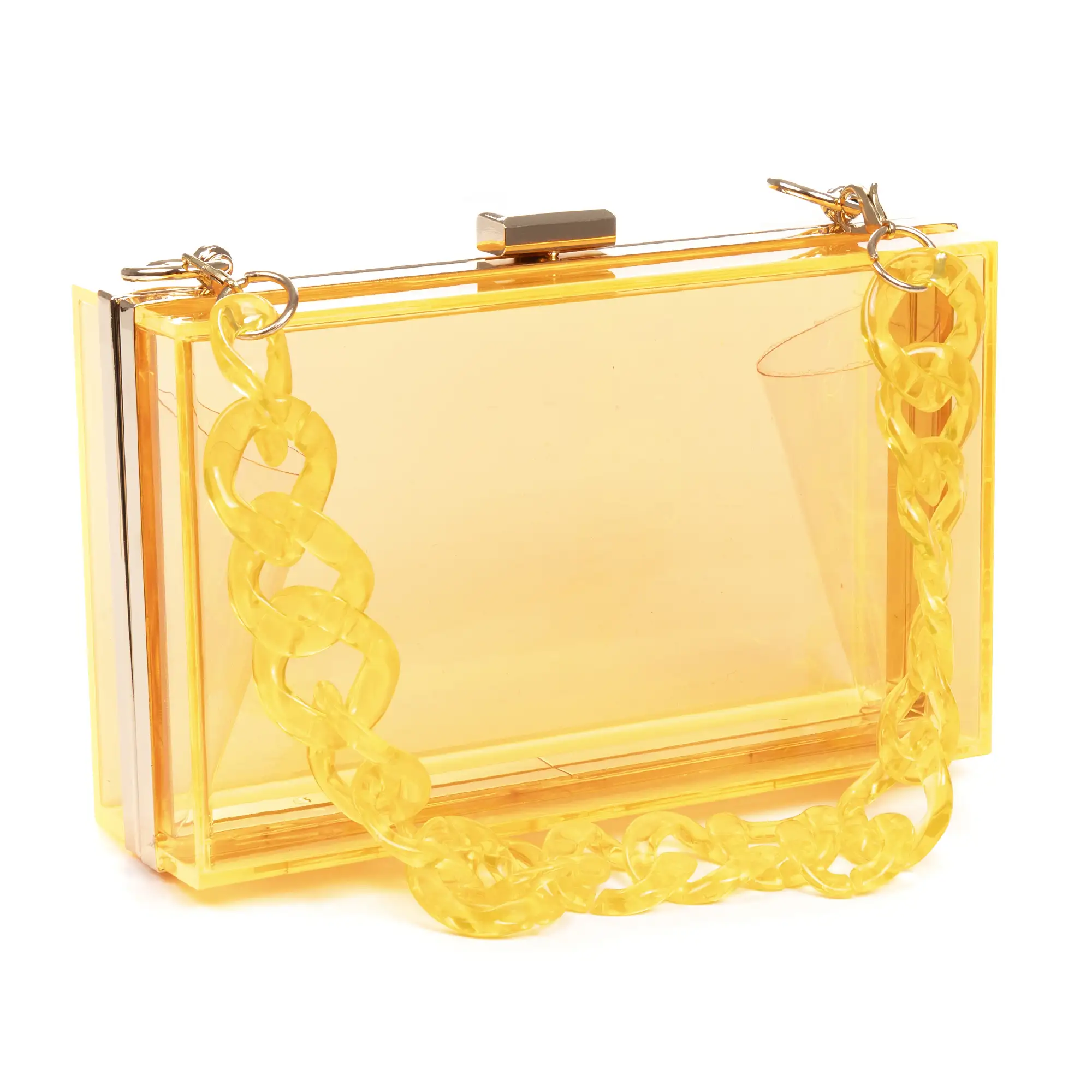 Zavattarello bolso clutch de mano, de metacrilato transparente.