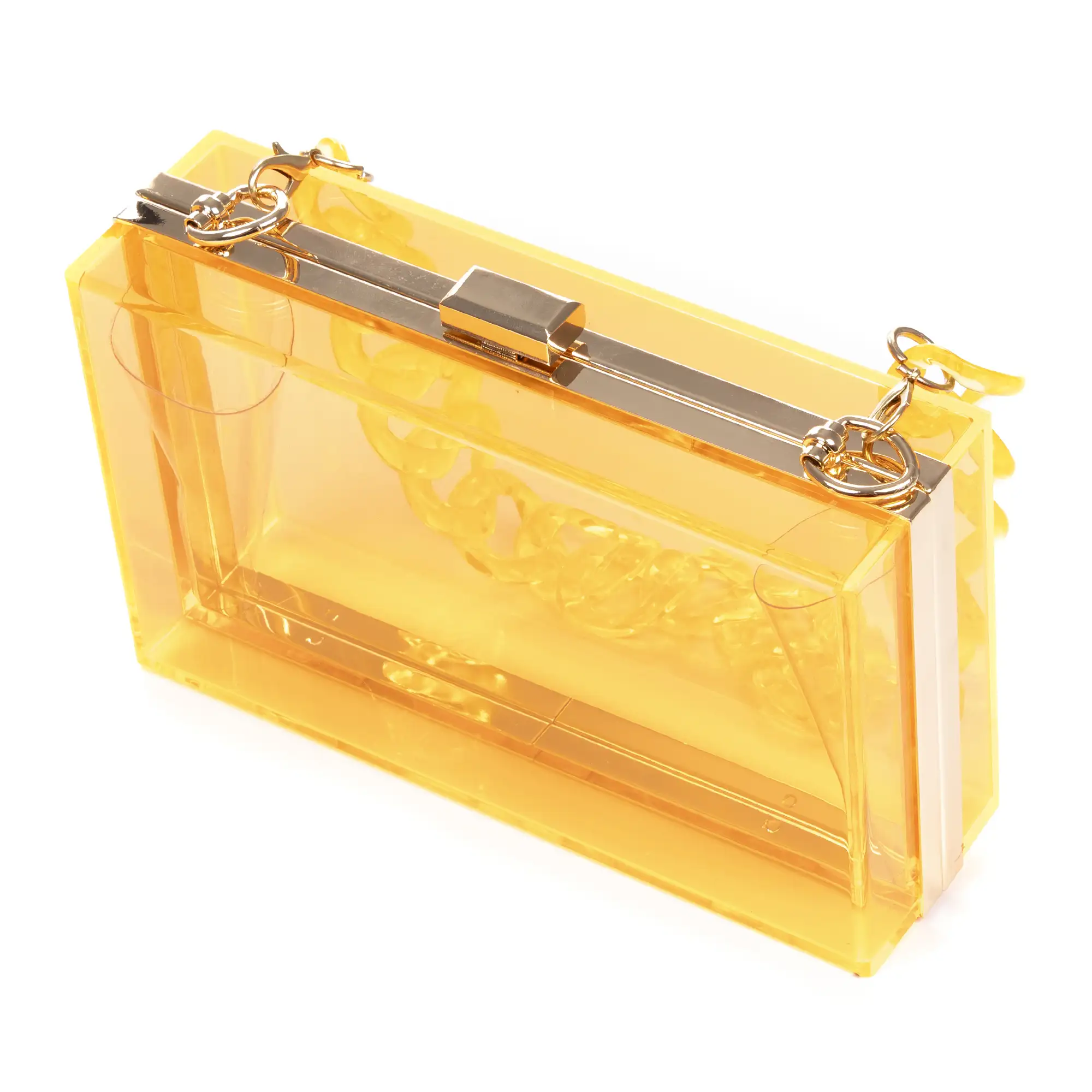 Zavattarello bolso clutch de mano, de metacrilato transparente.