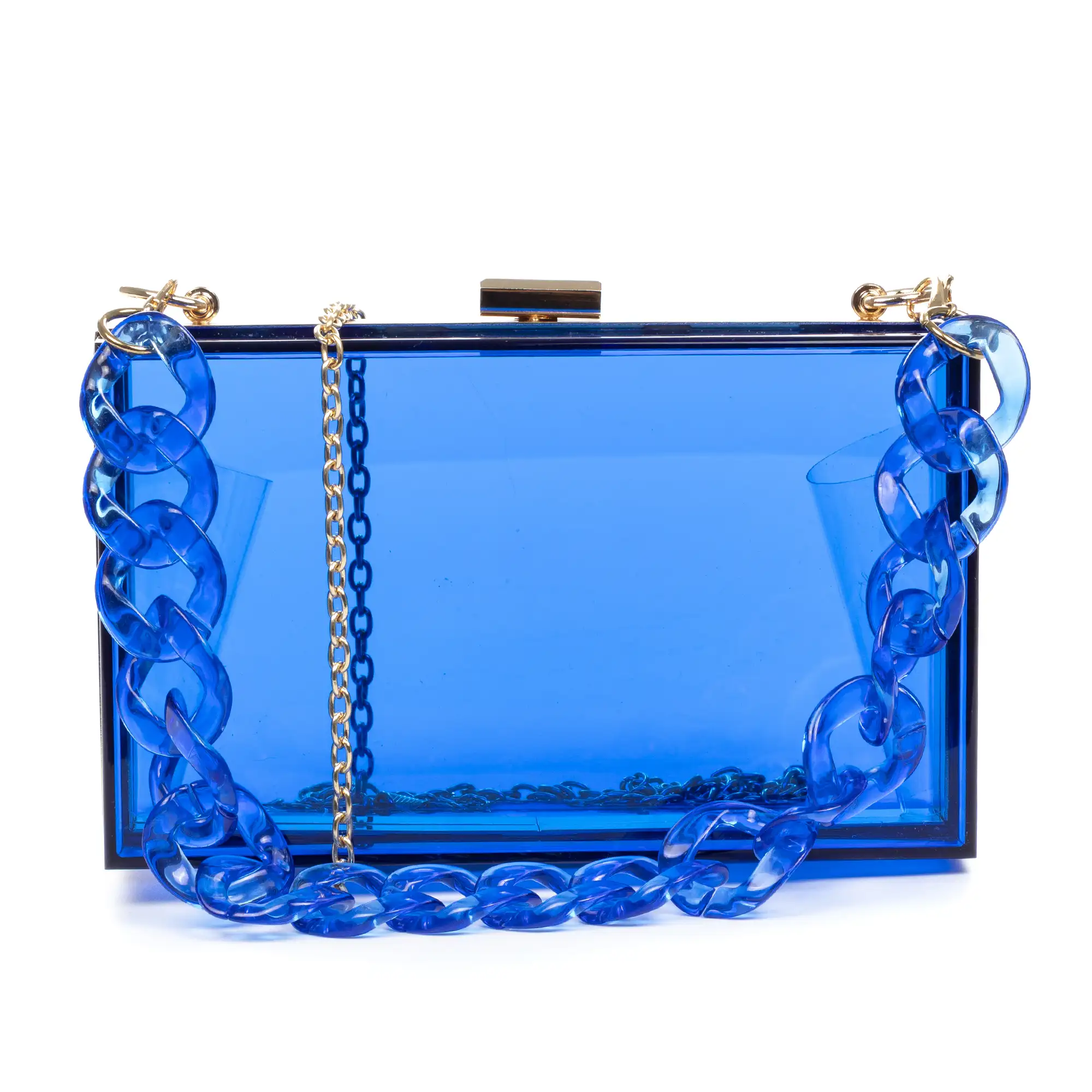 Zavattarello bolso clutch de mano, de metacrilato transparente.