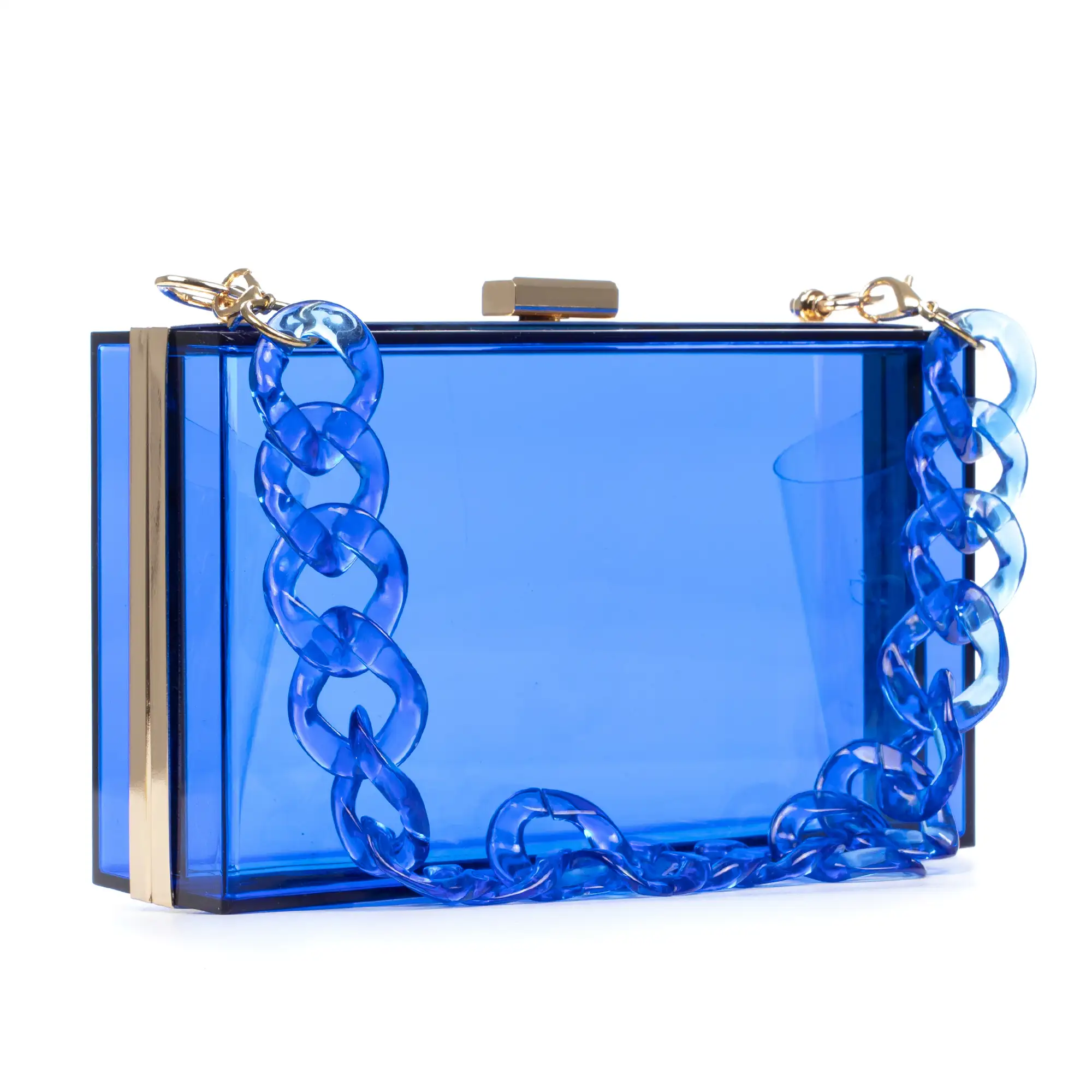 Zavattarello bolso clutch de mano, de metacrilato transparente.
