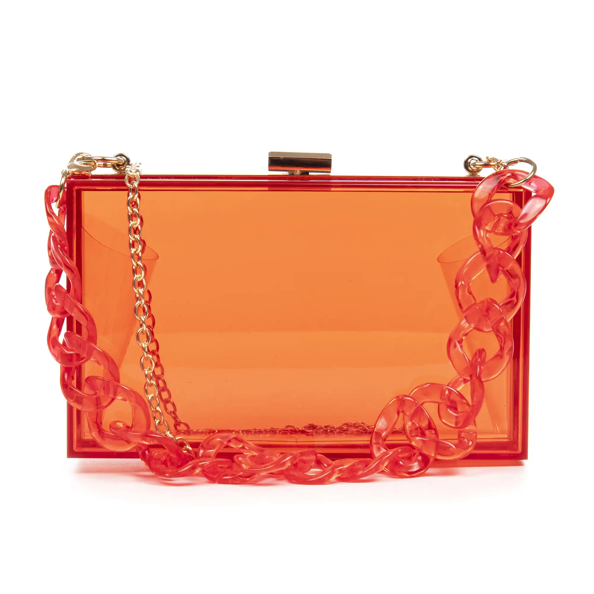 Zavattarello bolso clutch de mano, de metacrilato transparente.