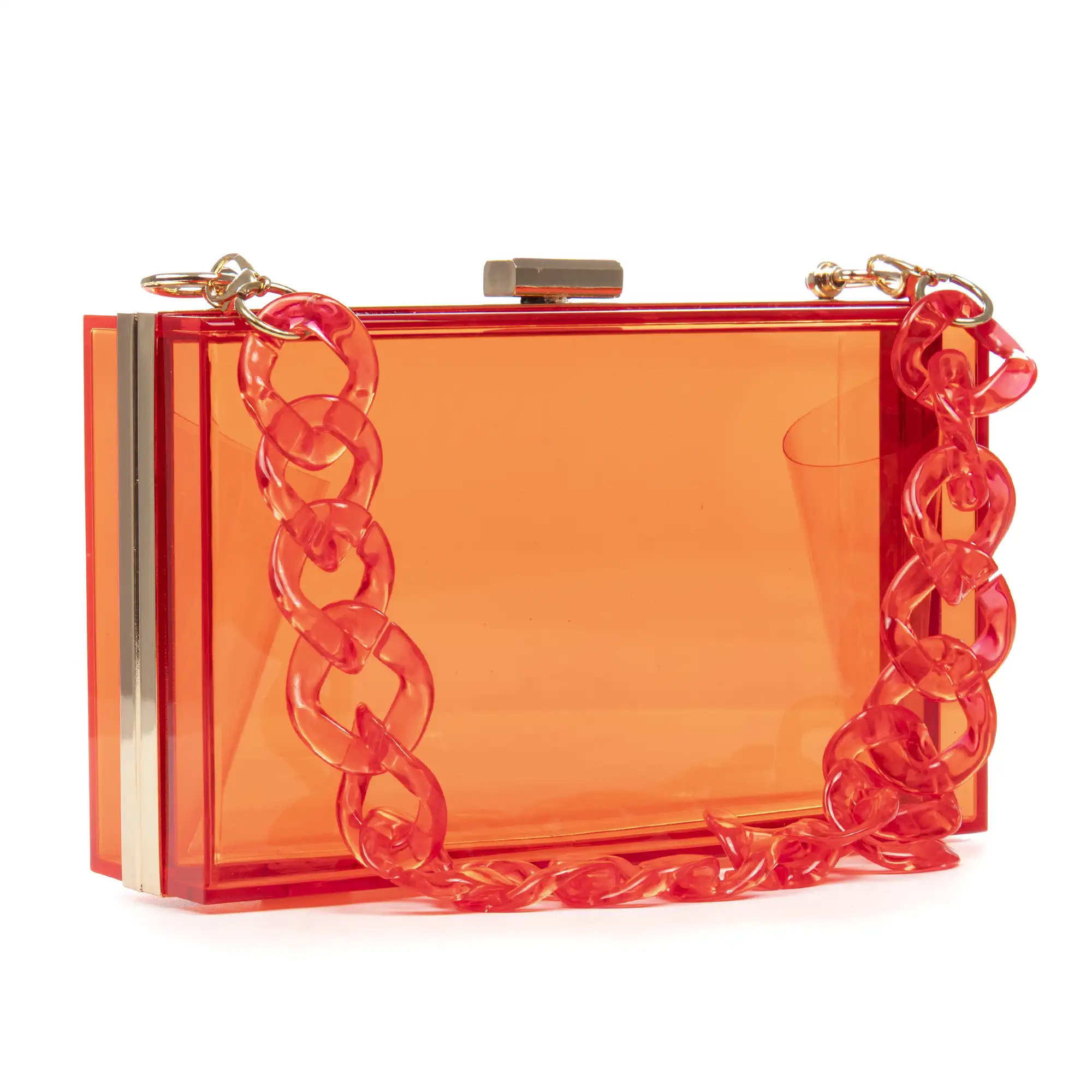 Zavattarello bolso clutch de mano, de metacrilato transparente.