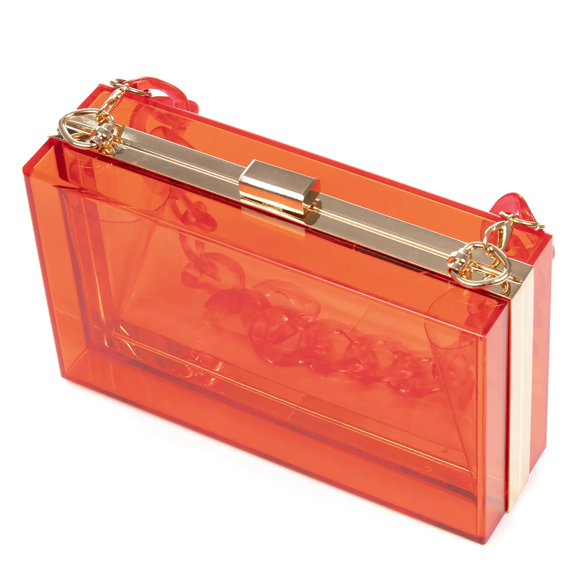 Zavattarello bolso clutch de mano, de metacrilato transparente.