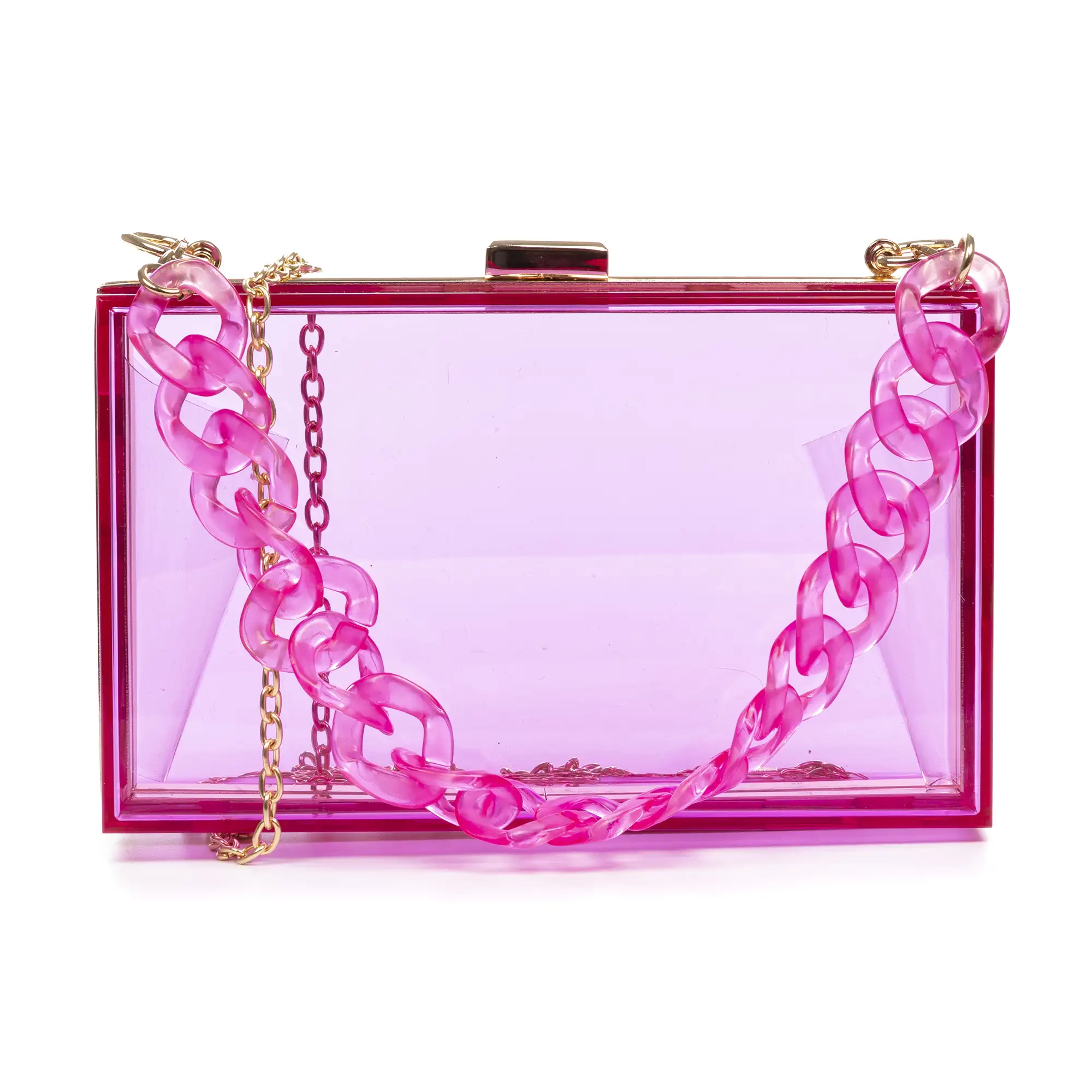 Zavattarello bolso clutch de mano, de metacrilato transparente.