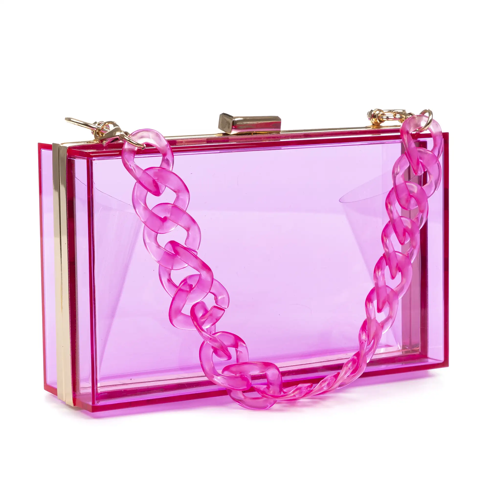 Zavattarello bolso clutch de mano, de metacrilato transparente.