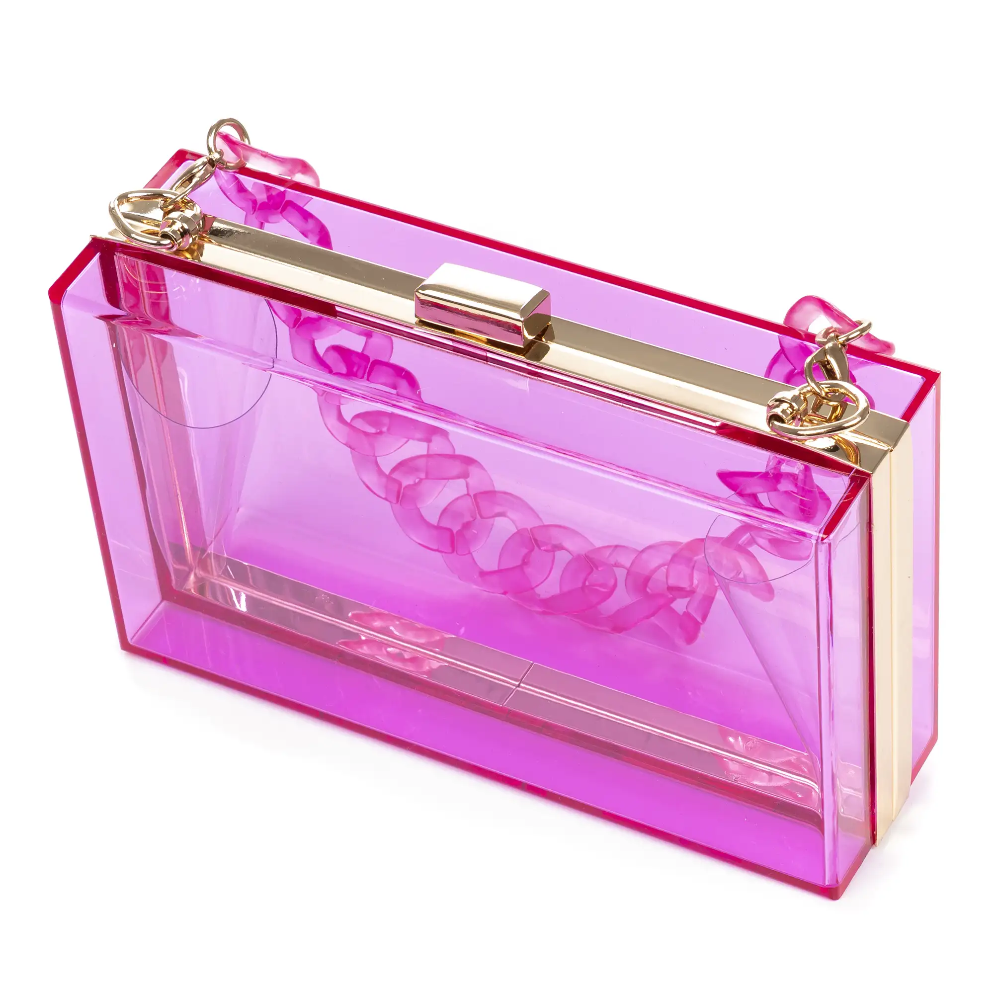 Zavattarello bolso clutch de mano, de metacrilato transparente.