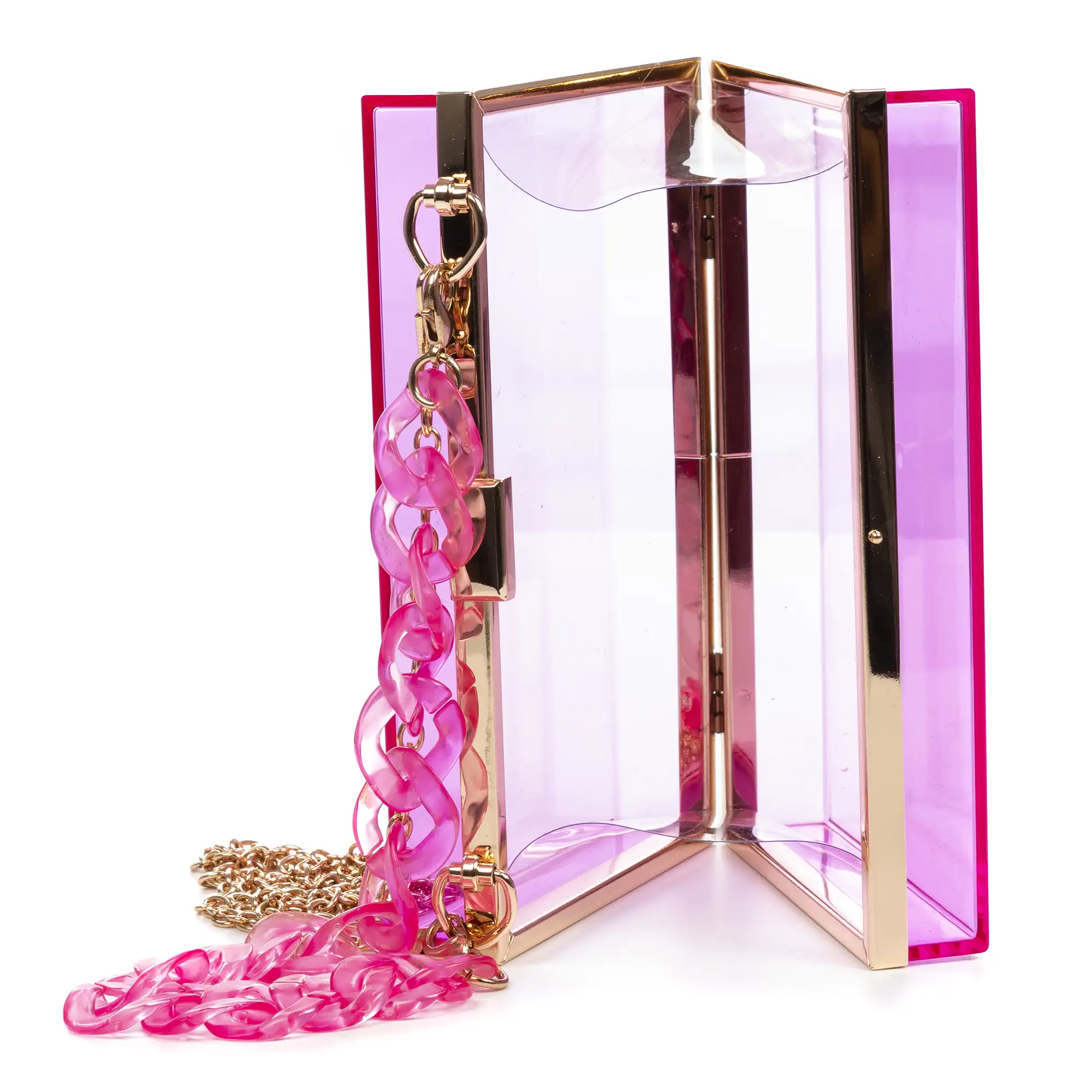 Zavattarello bolso clutch de mano, de metacrilato transparente.