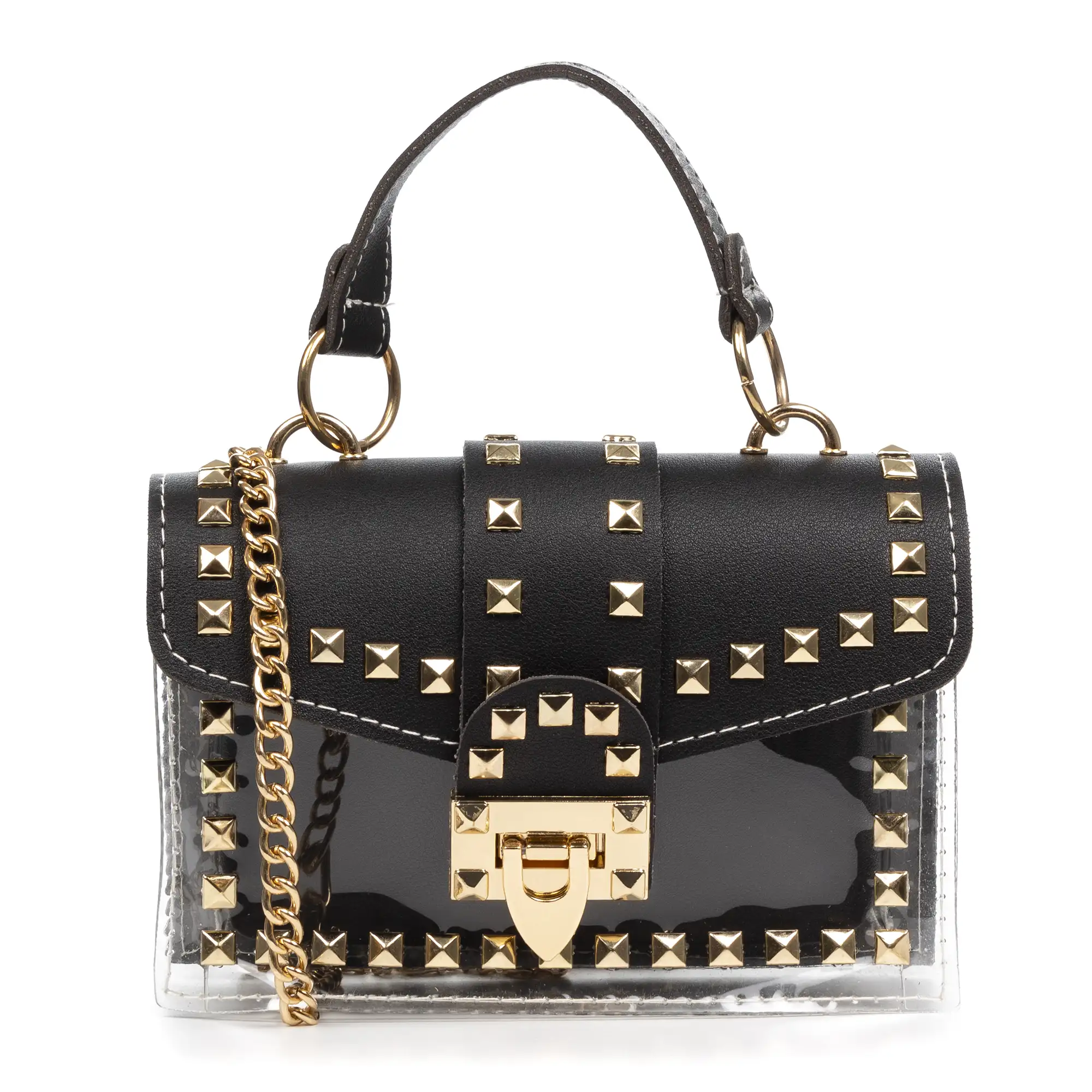 Zelbio bolso bandolera tote mini, de PVC transparente y piel sintética.