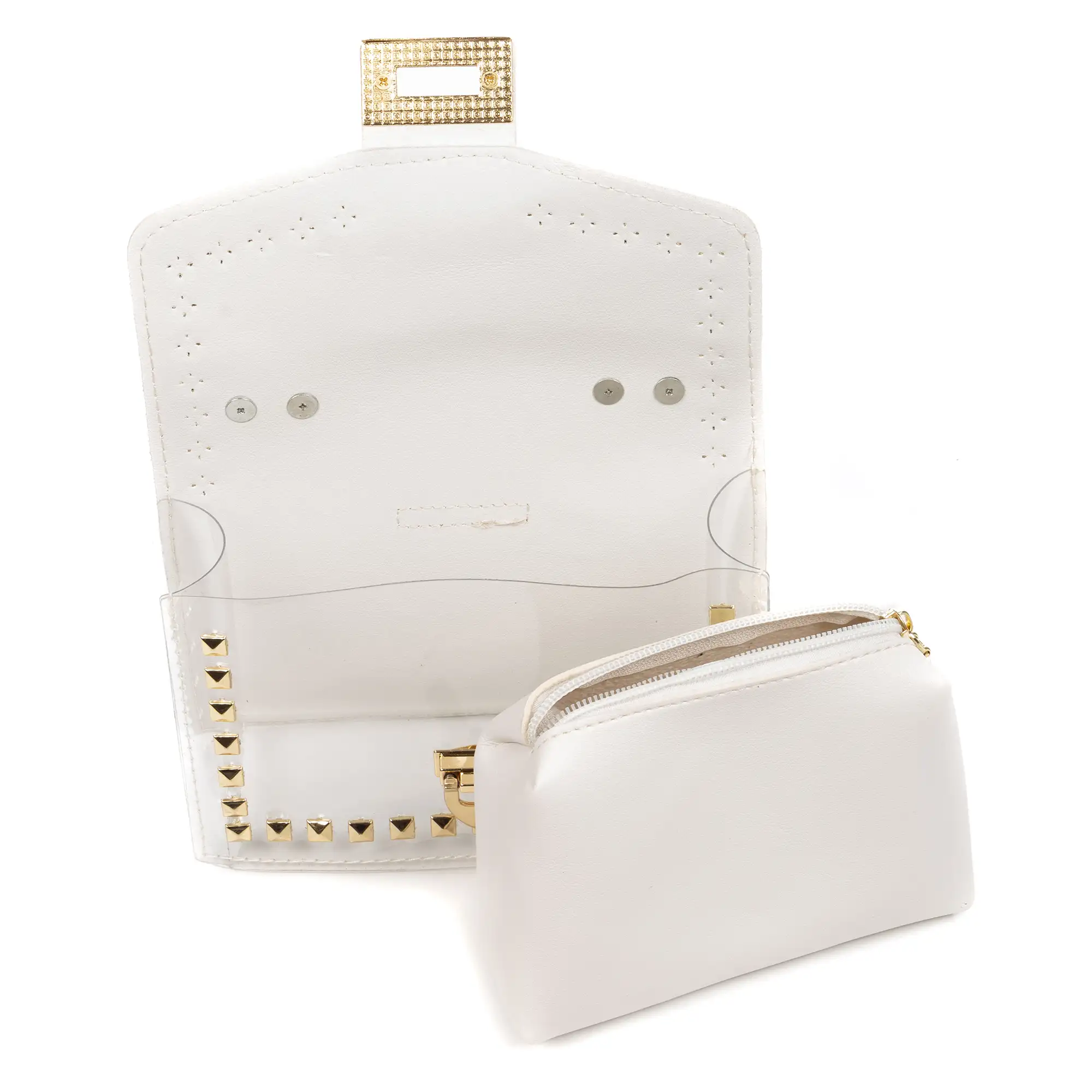 Zelbio bolso bandolera tote mini, de PVC transparente y piel sintética.