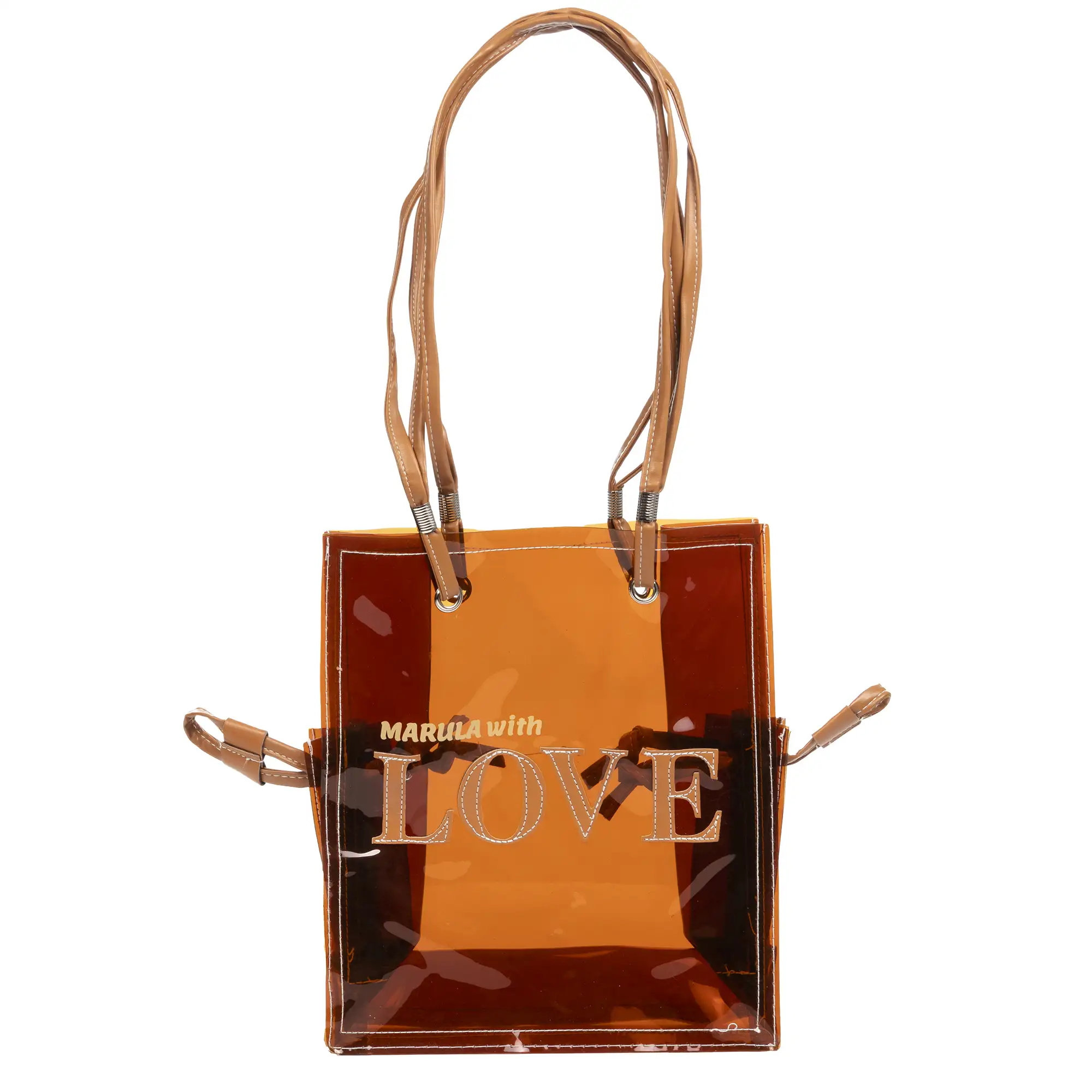 Zambana bolso shopper, de PVC transparente y piel sintética.