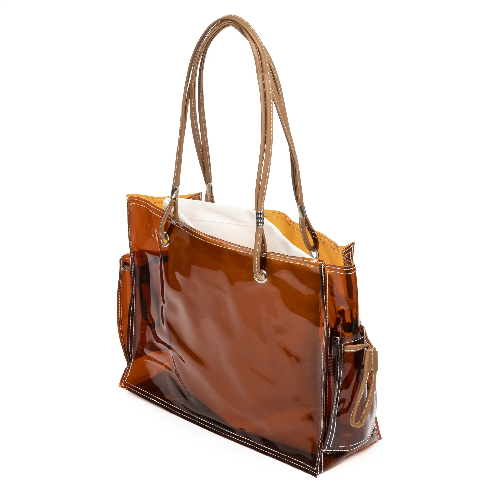 Zambrone bolso de hombro, de PVC transparente y algodón.
