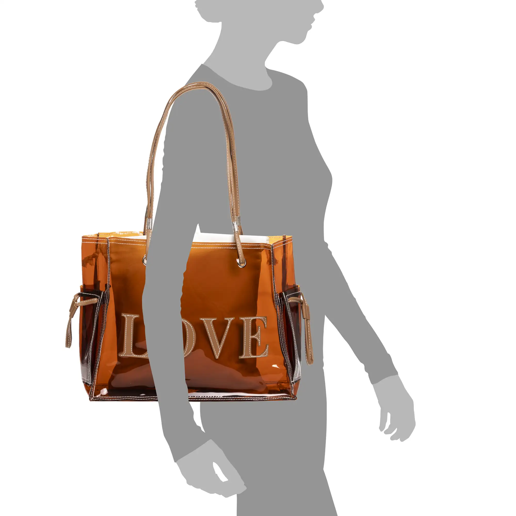 Zambrone bolso de hombro, de PVC transparente y algodón.