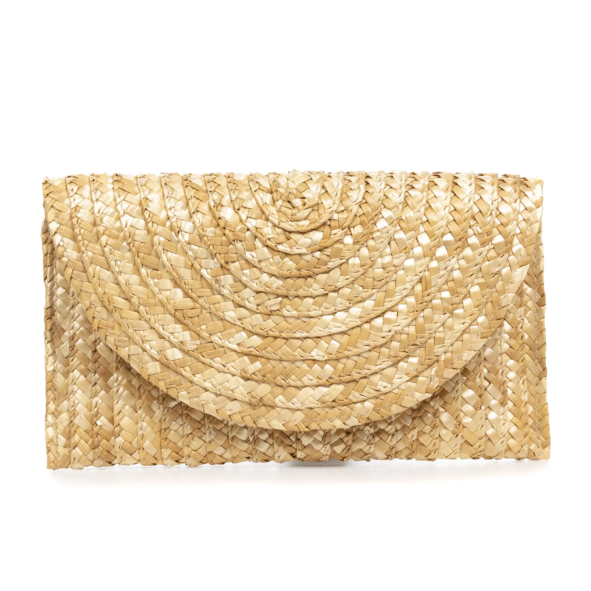Zanè bolso clutch, de paja trenzada.